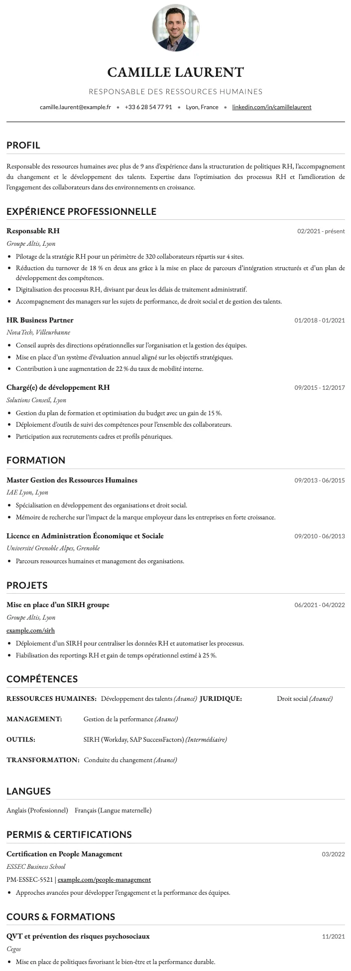 Académique CV template