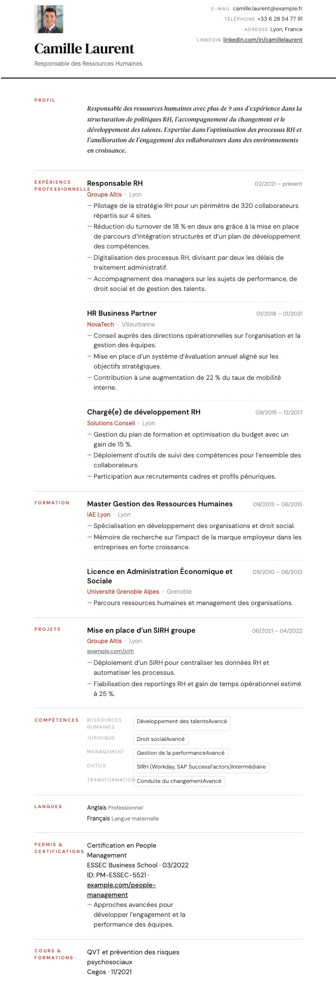 Audacieux CV template