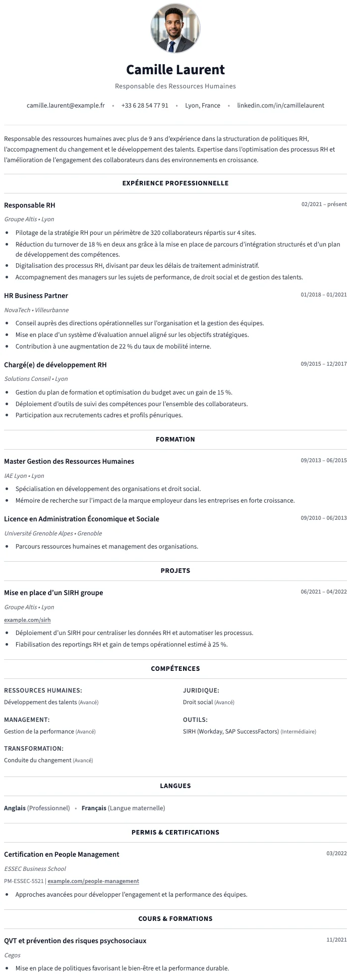 Centré CV template