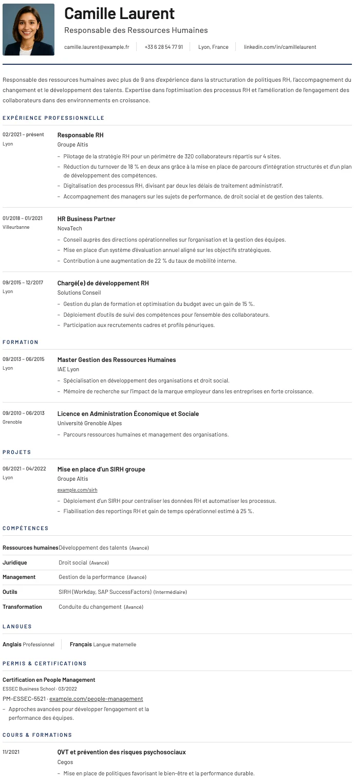Chronologique CV template