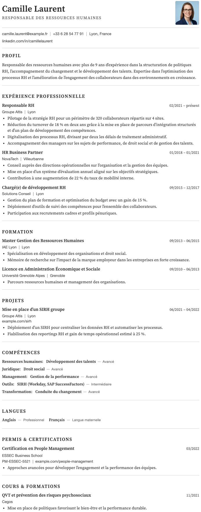 Classique CV template