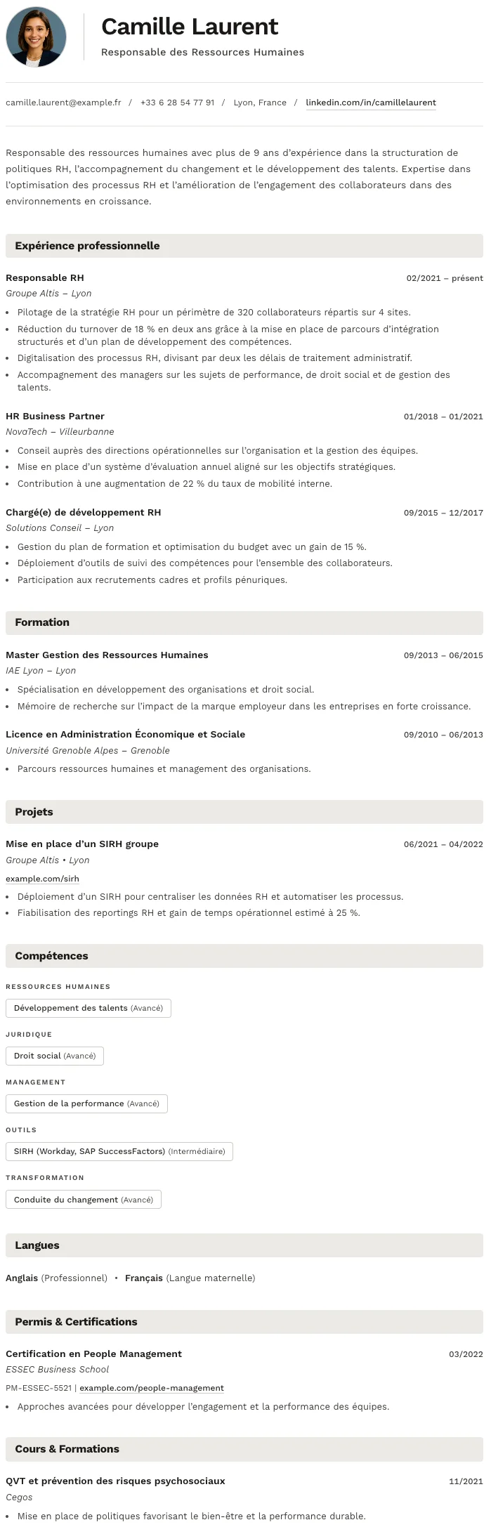 Épuré CV template