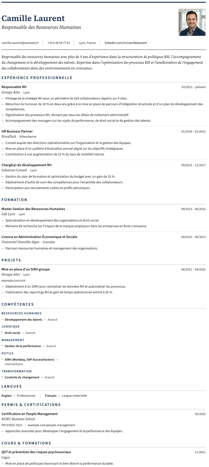 Corporate CV template