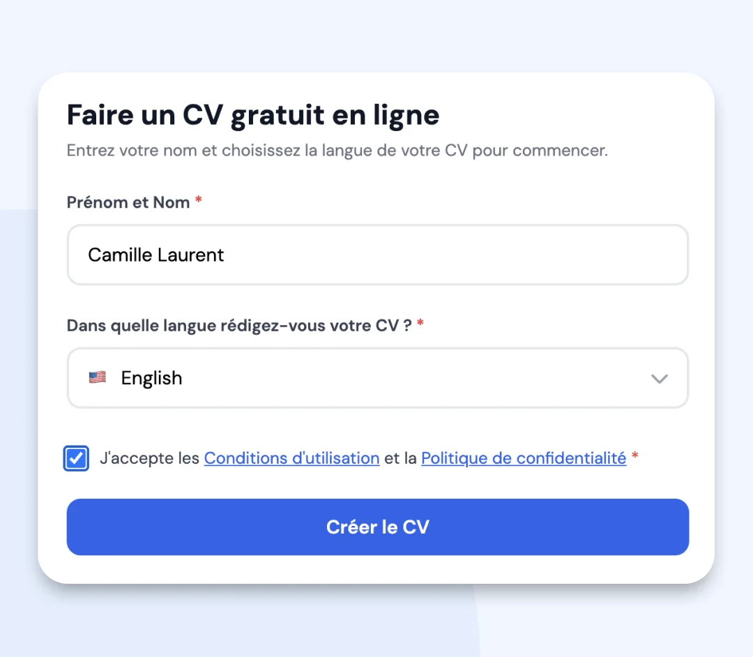 Créer un CV en anglais depuis l'éditeur MojCV