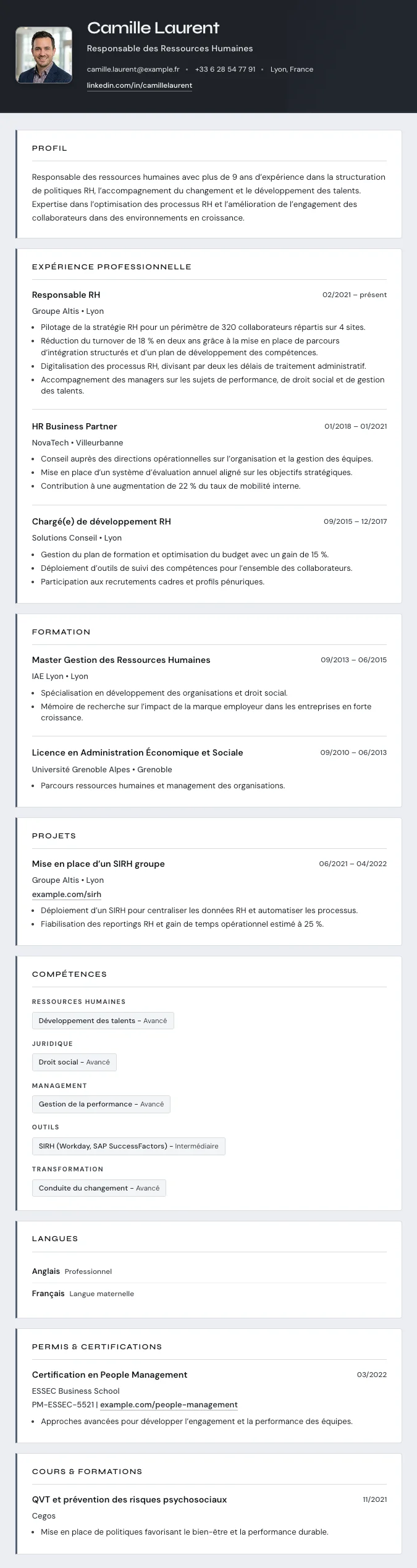 Structuré CV template