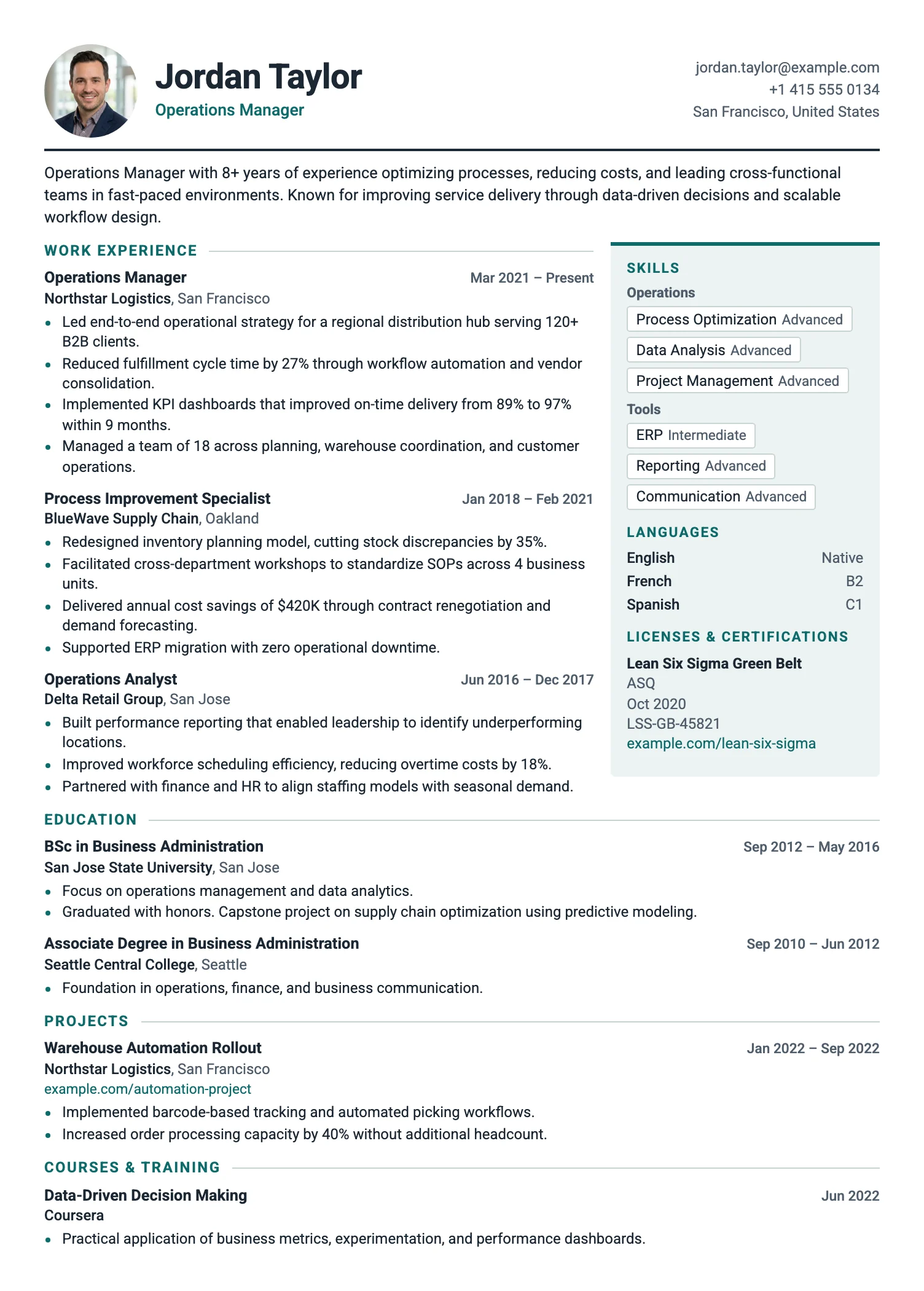 Zürich CV template