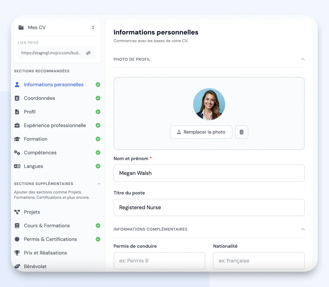 CV en anglais sans photo, format professionnel US et UK sur MojCV