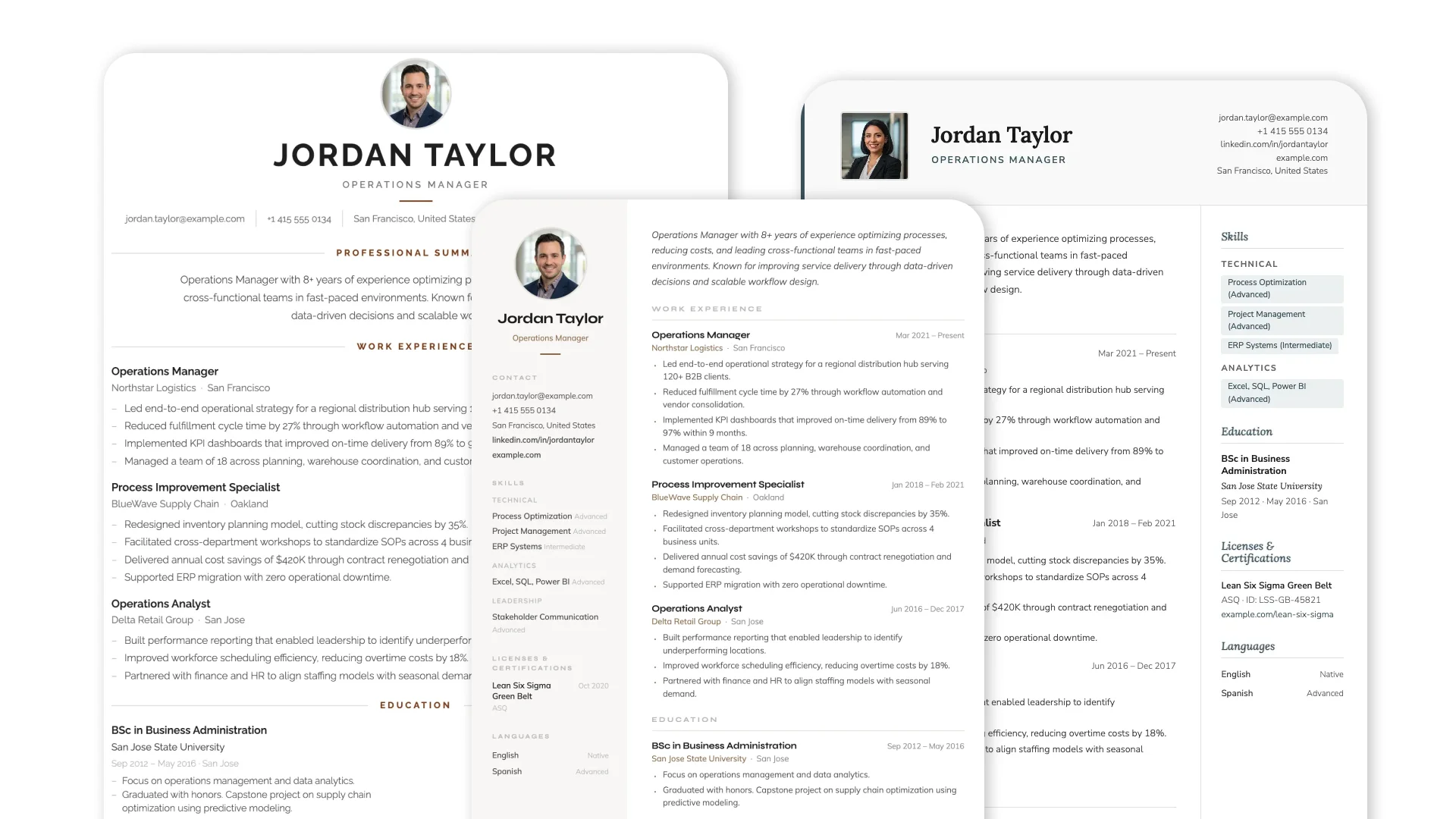 Aperçu modèle de CV en anglais sur MojCV