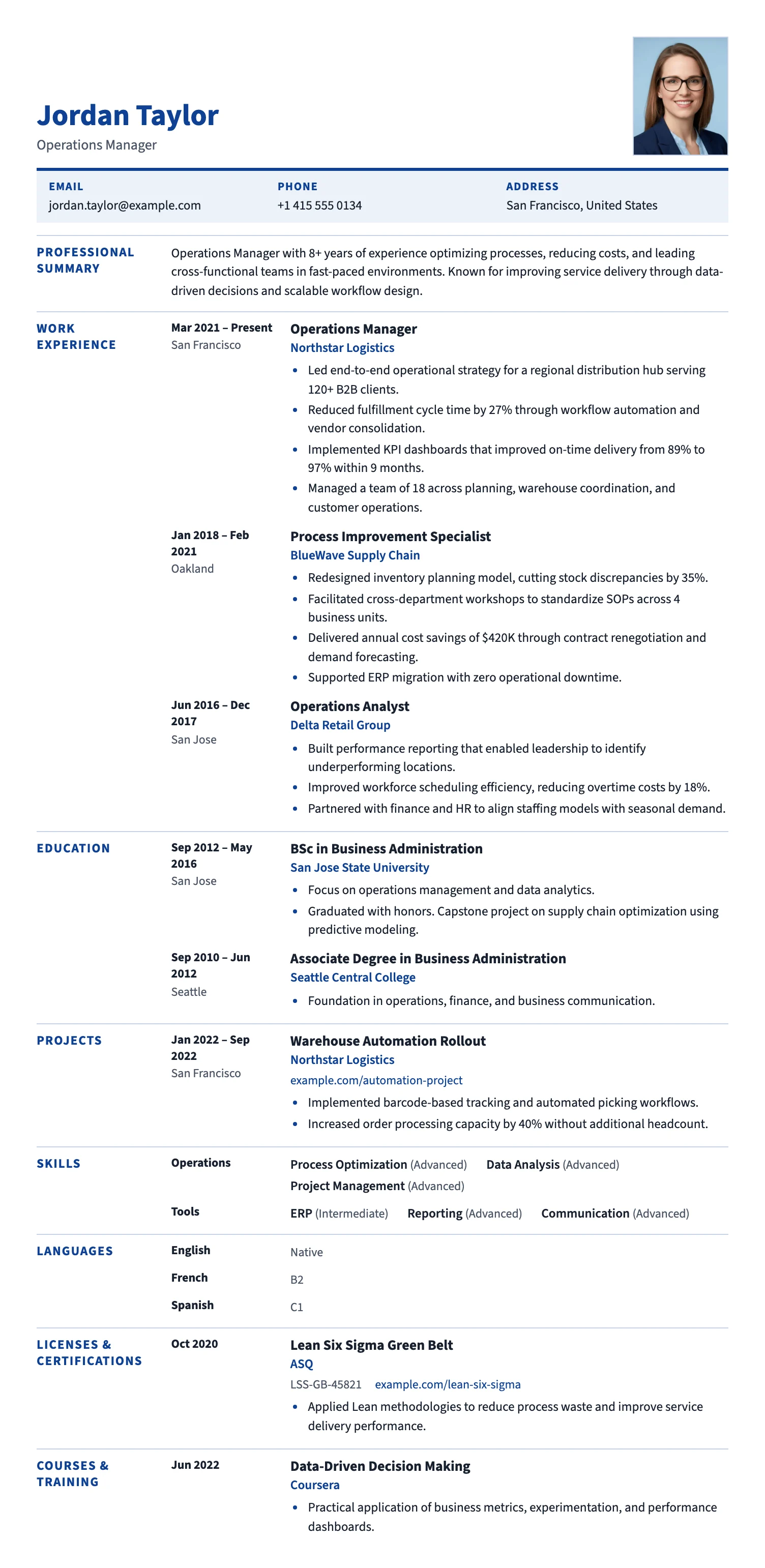 Bruxelles CV template