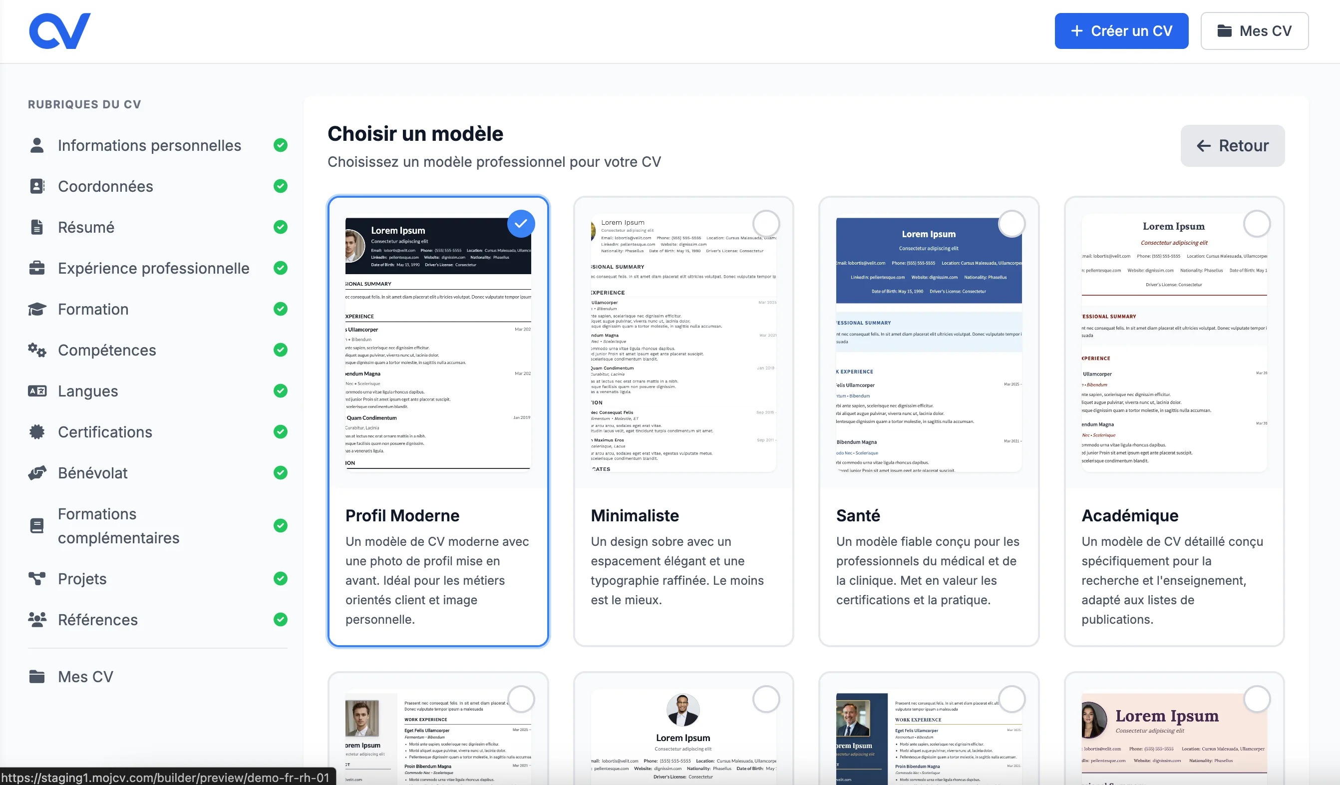 Choisissez votre modèle