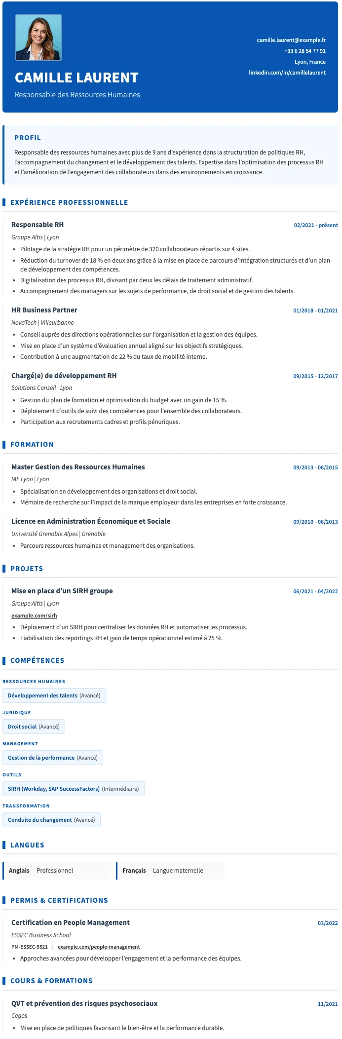 Santé CV template