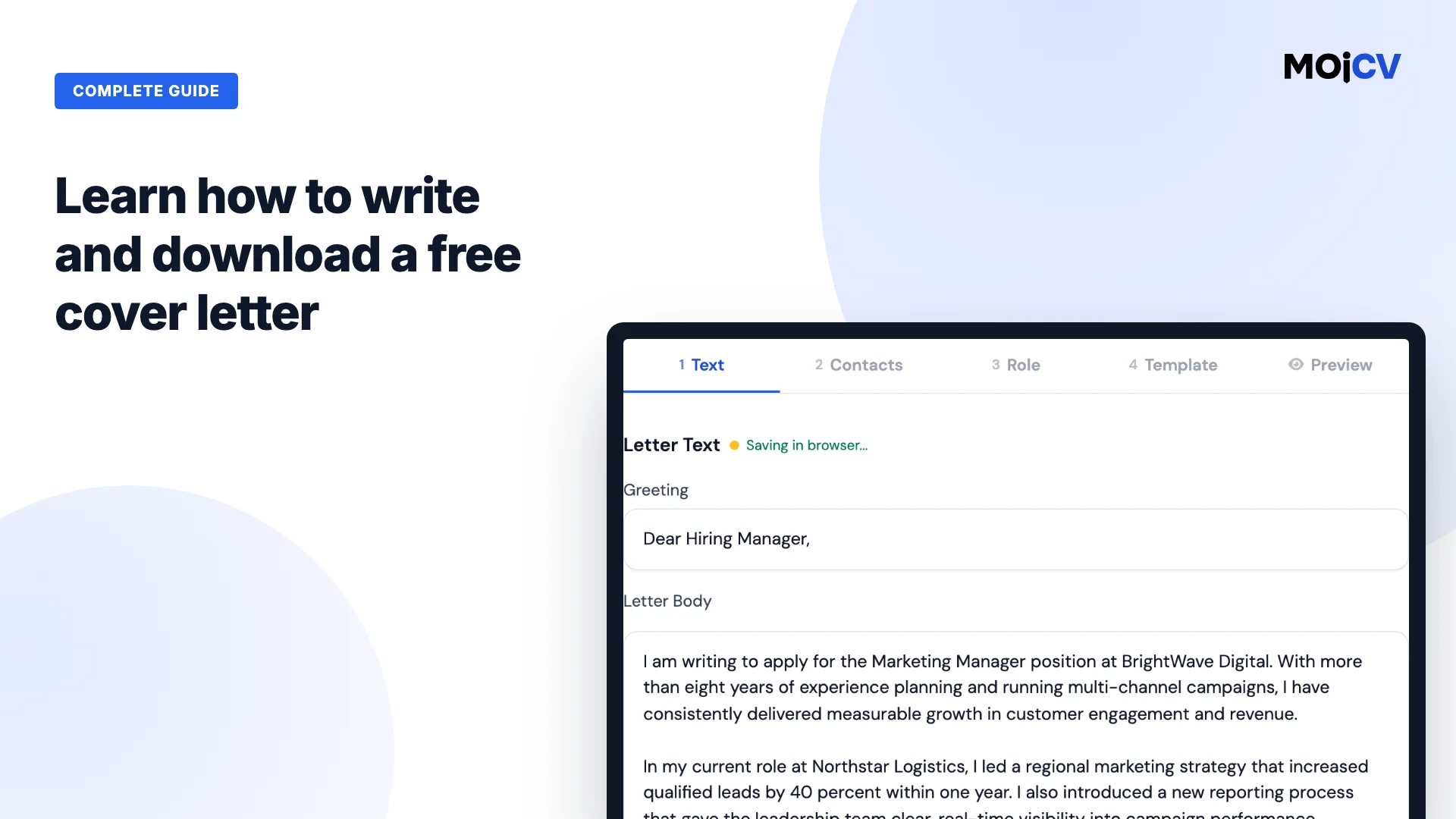 How to Create a Free Cover Letter with MojCV