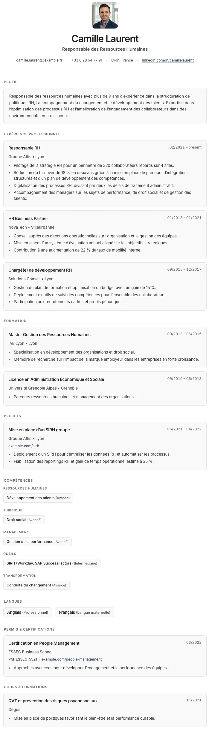 Cartes CV template