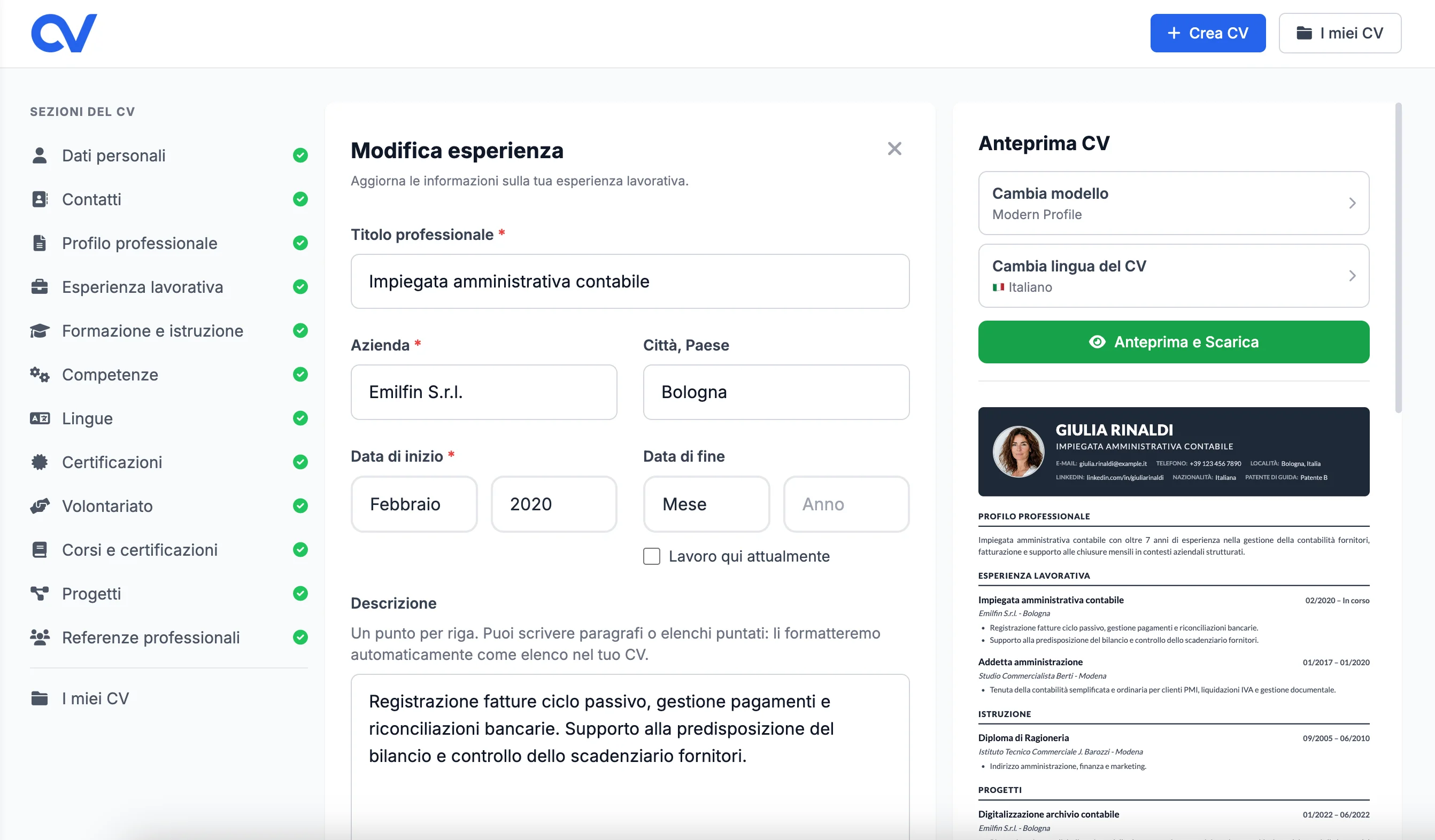 Inserisci i tuoi dati