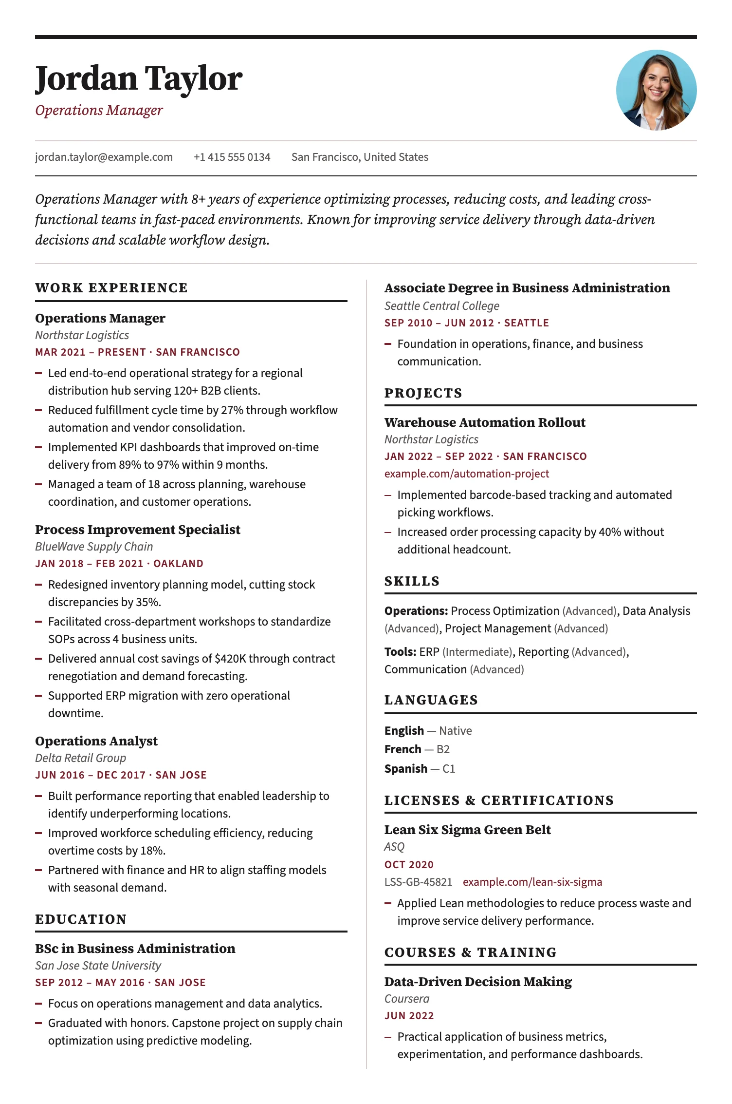 Amsterdam CV template
