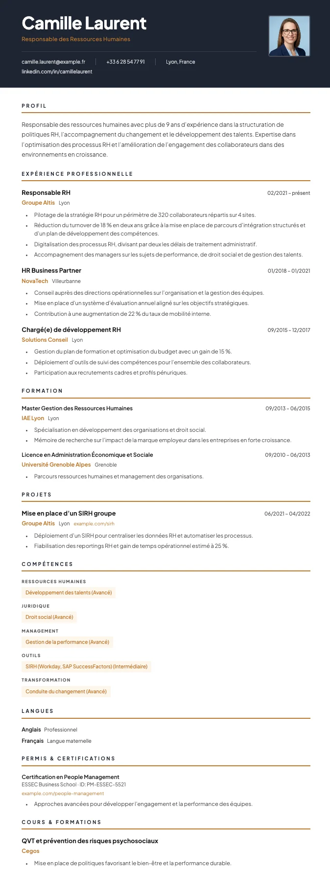 Manager CV template