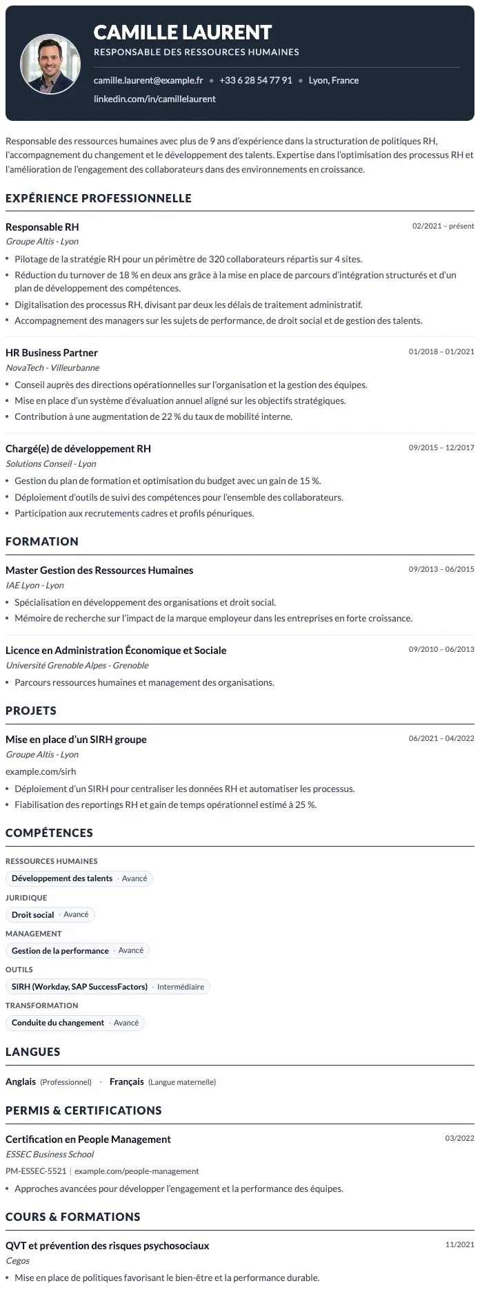 Profil moderne CV template