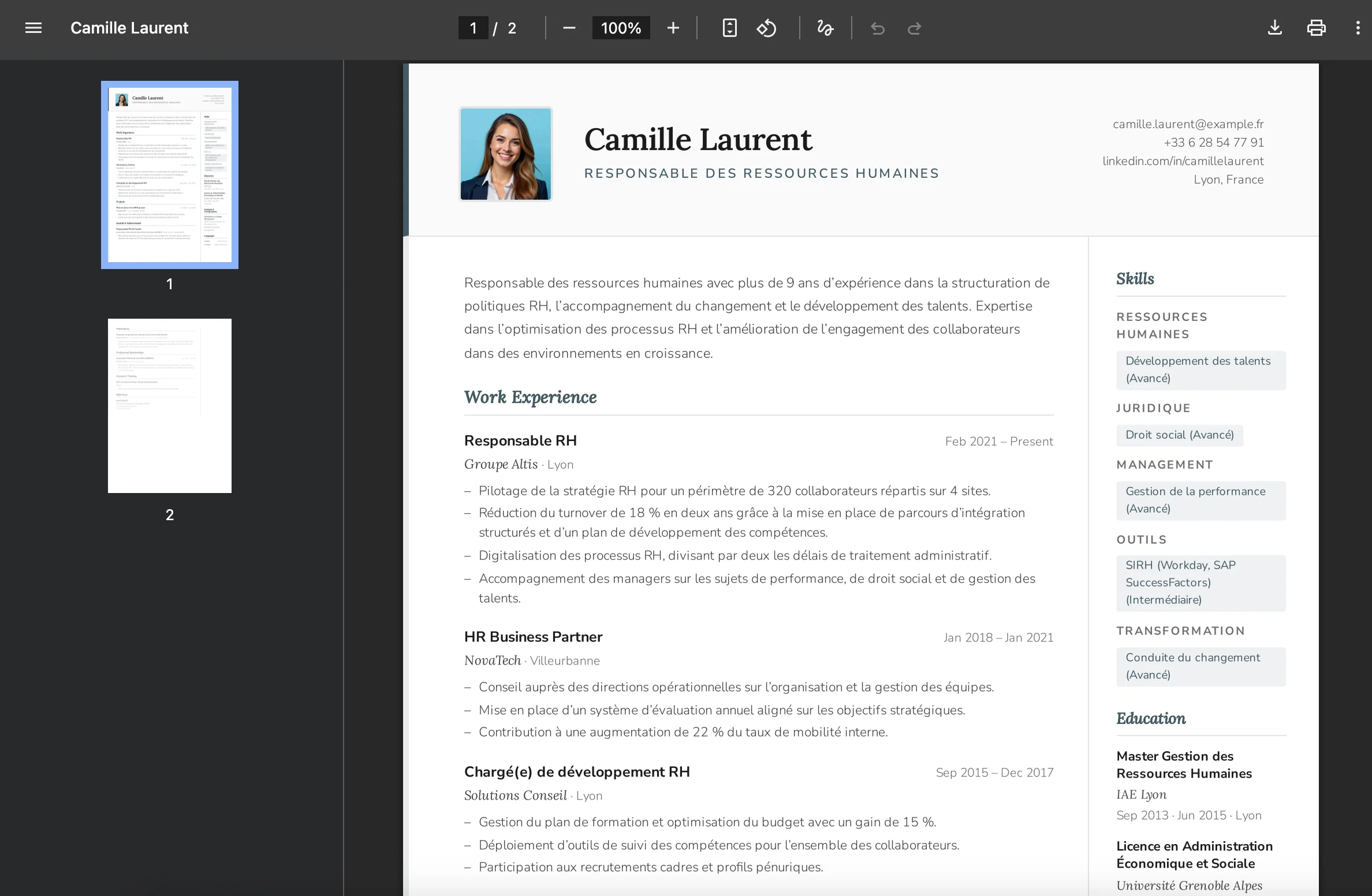 Choisir un modèle et télécharger son CV facilement sur MojCV