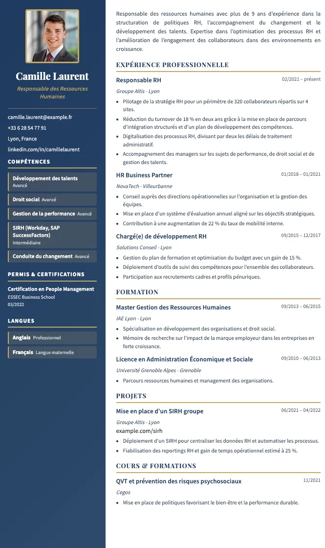 Professionnel avec sidebar CV template