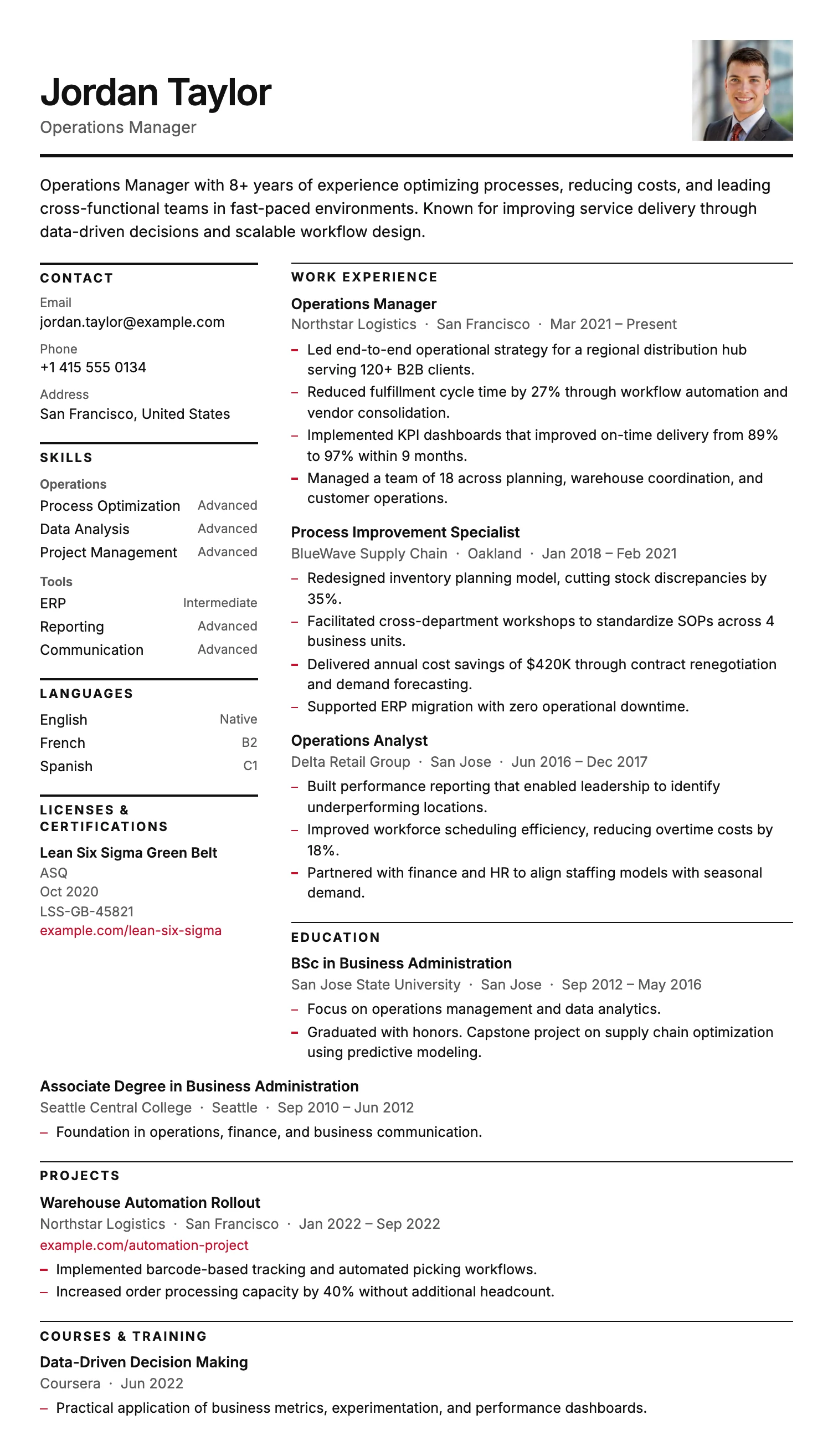 Stockholm CV template