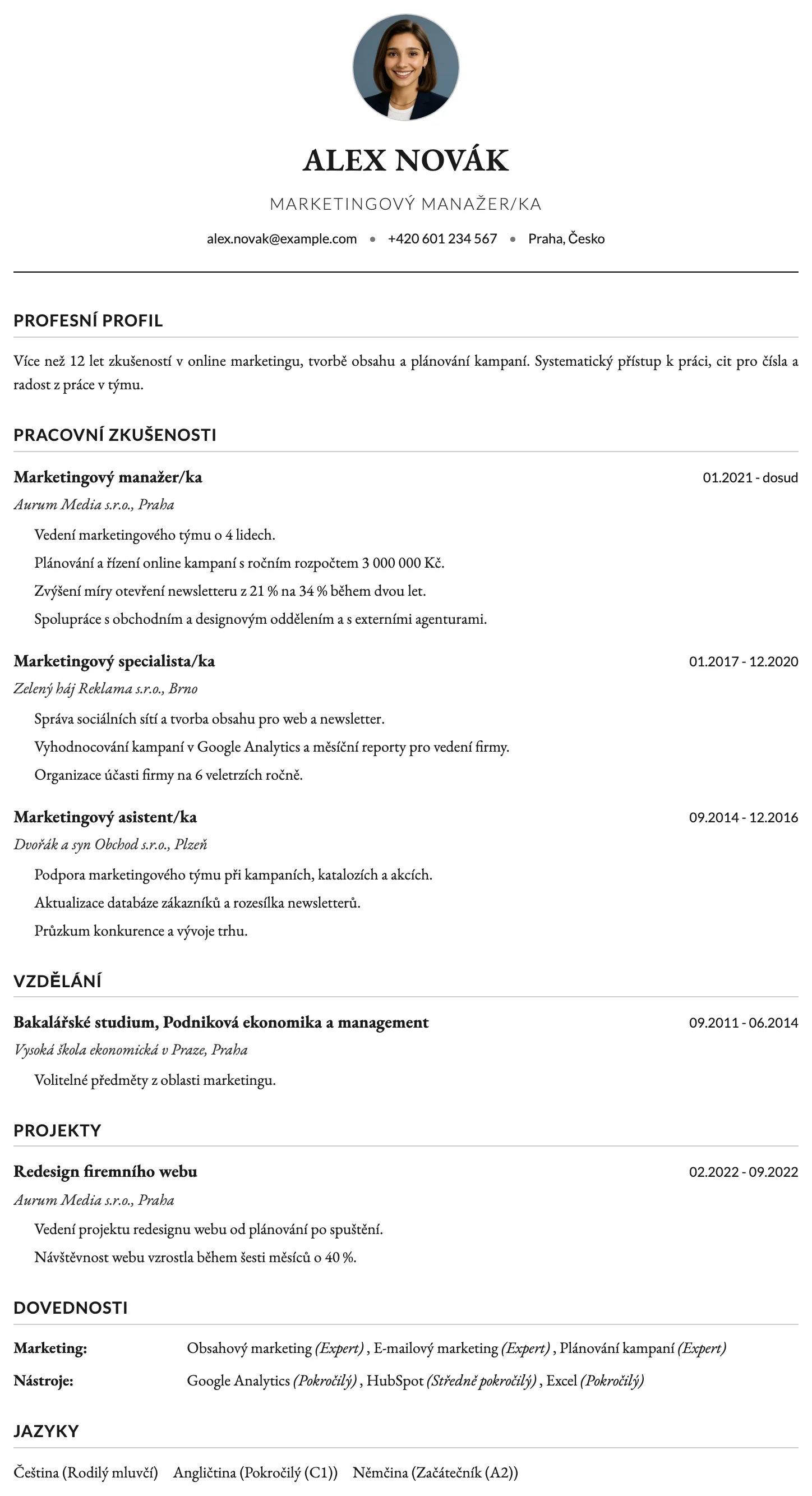 Oxford CV template