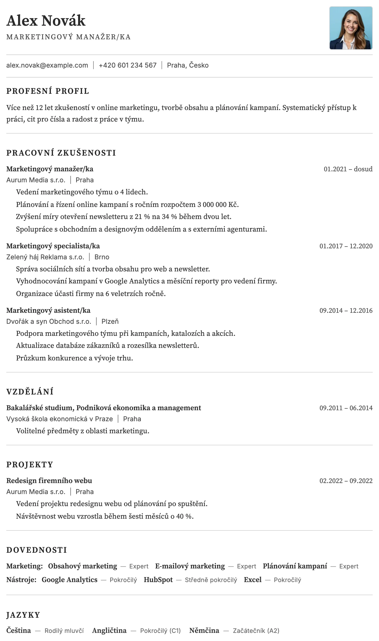 Řím CV template