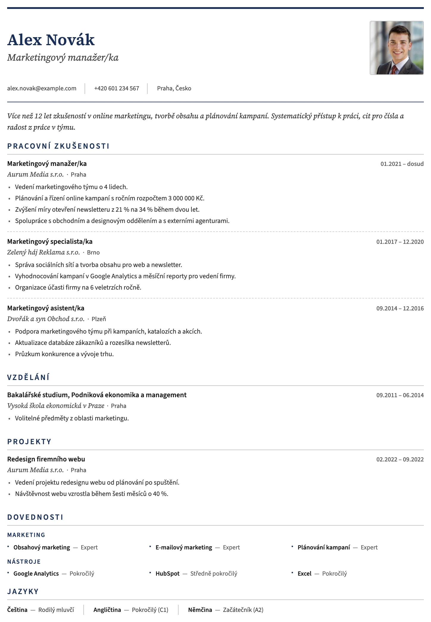 Ženeva CV template