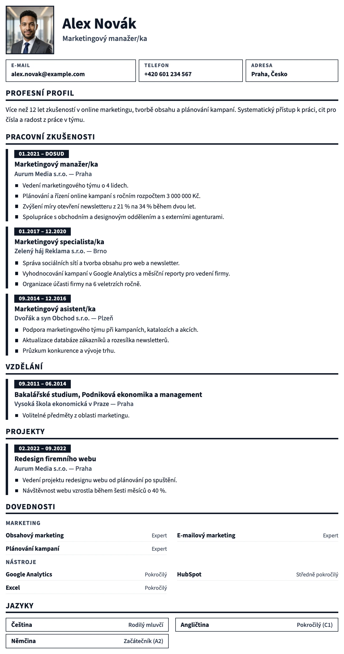 Praha CV template