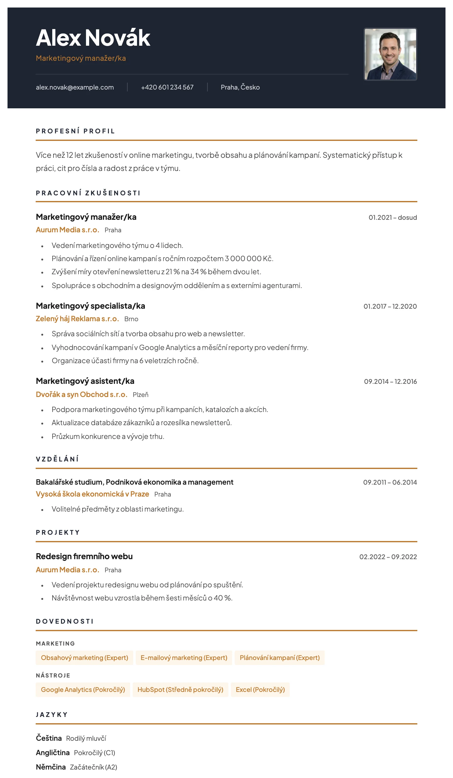 Vídeň CV template