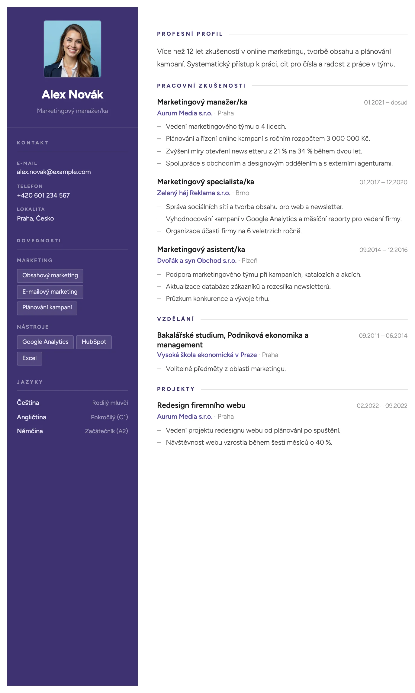 Benátky CV template