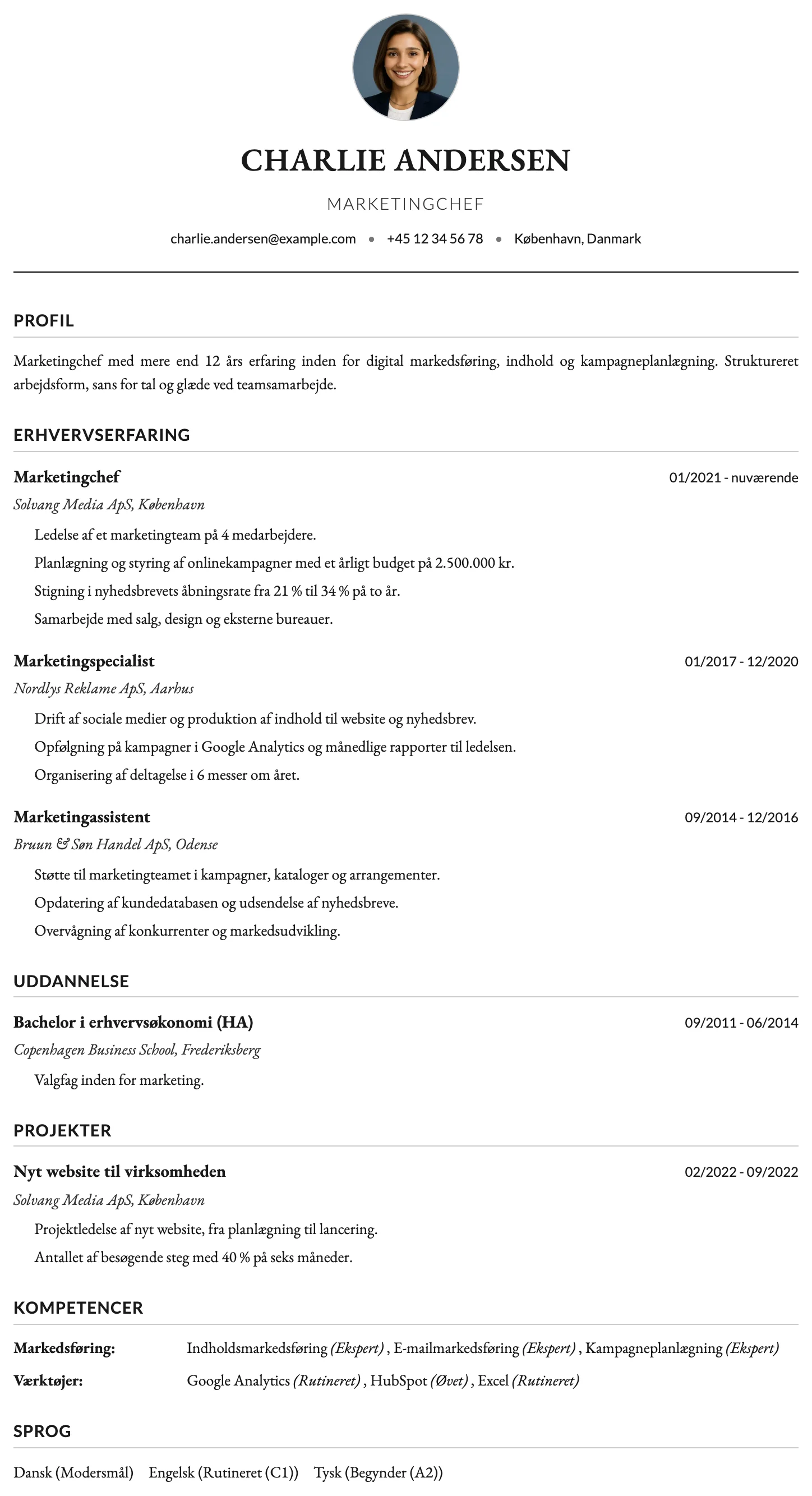 Oxford CV template