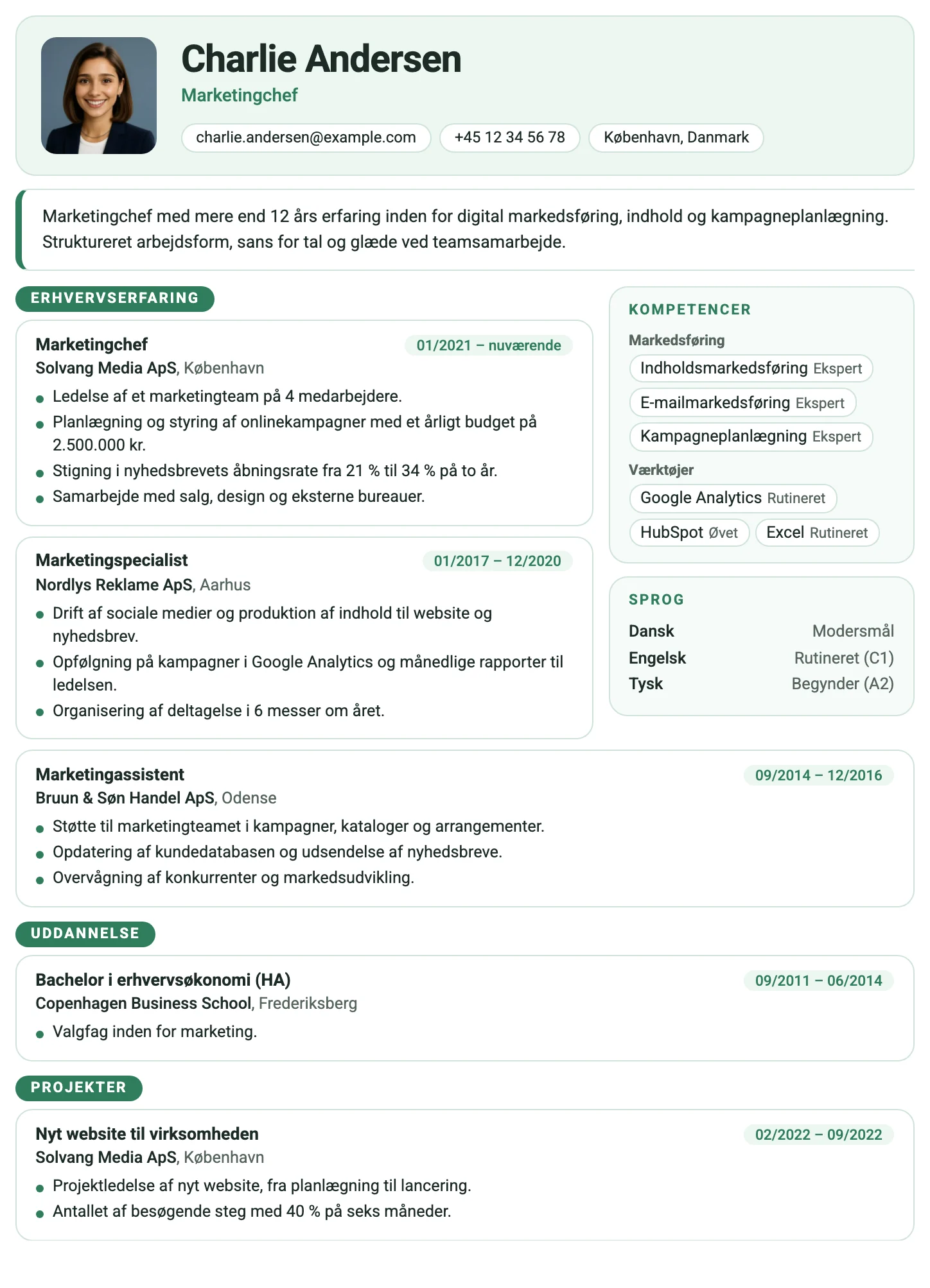 København CV template
