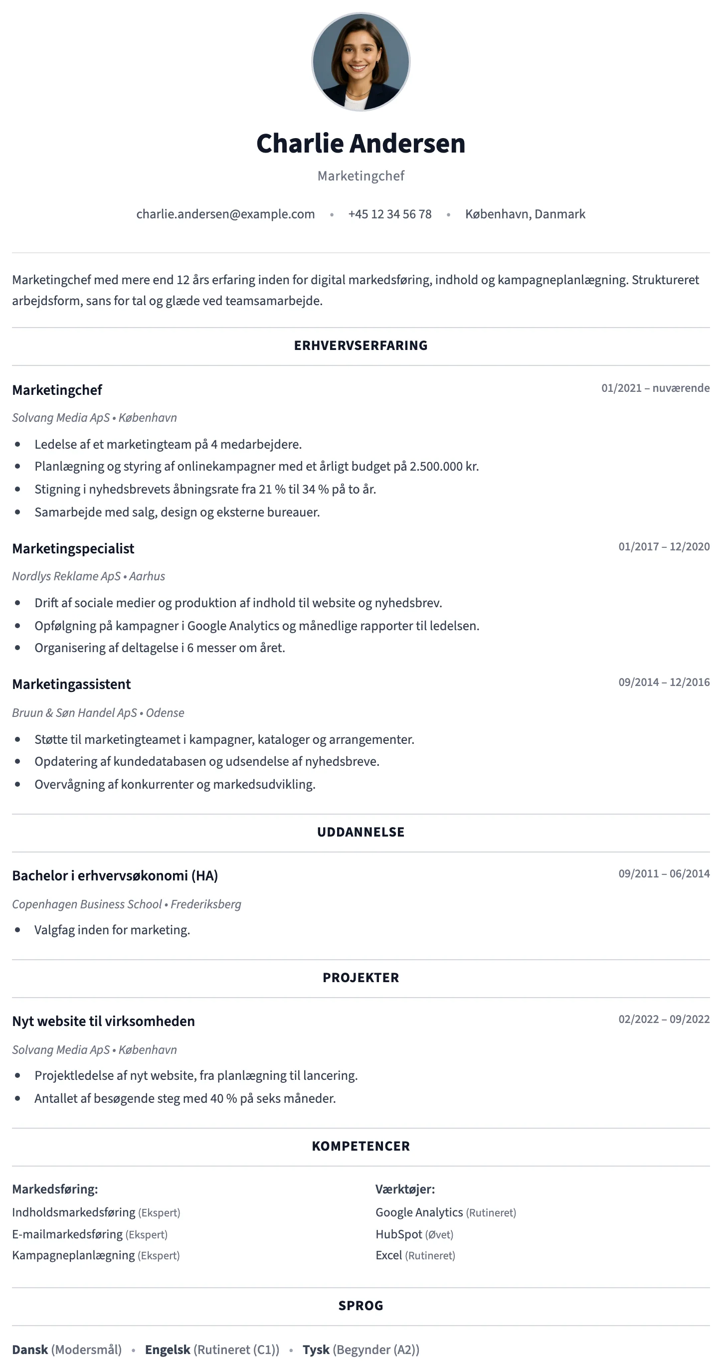 Verona CV template