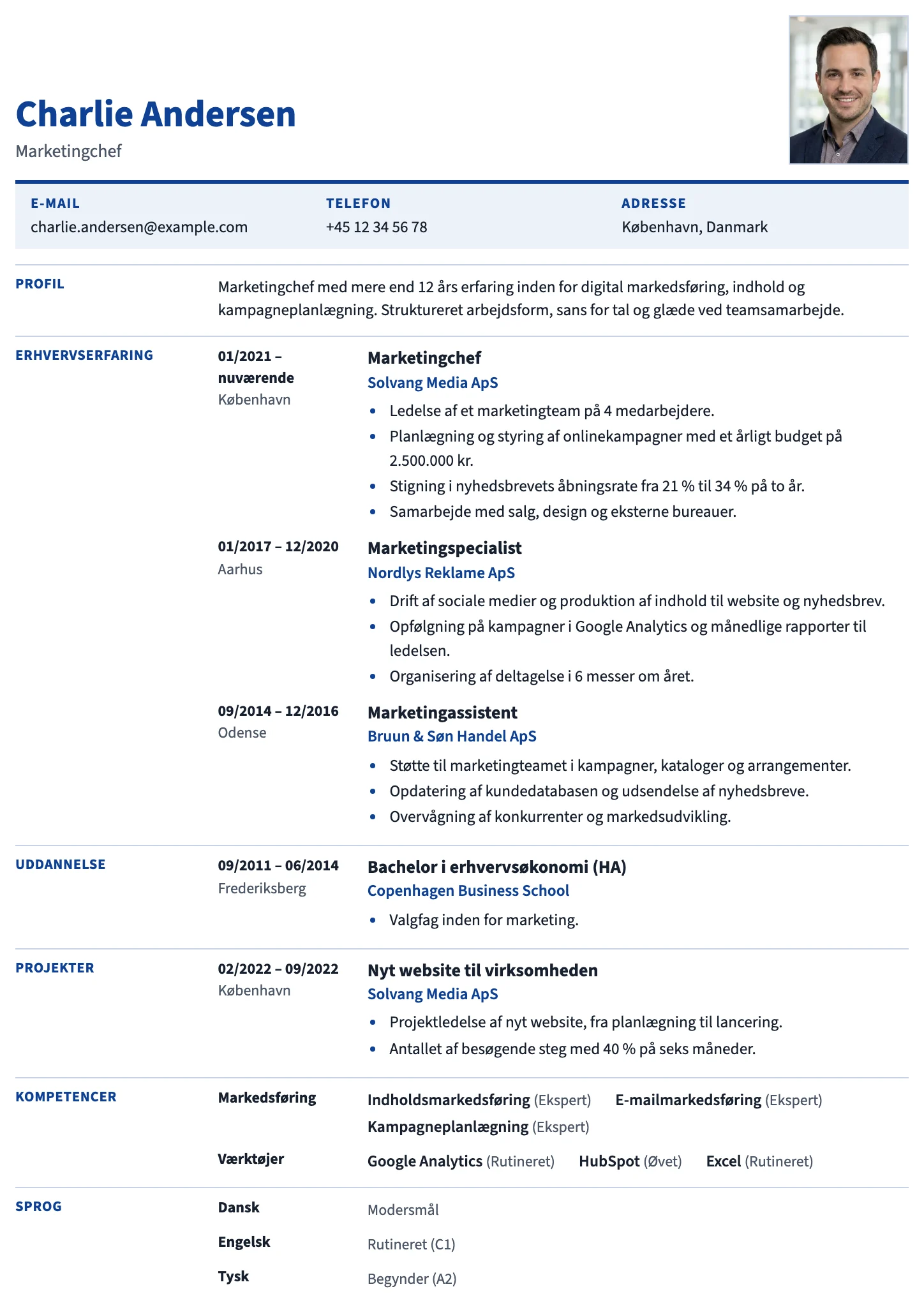Bruxelles CV template