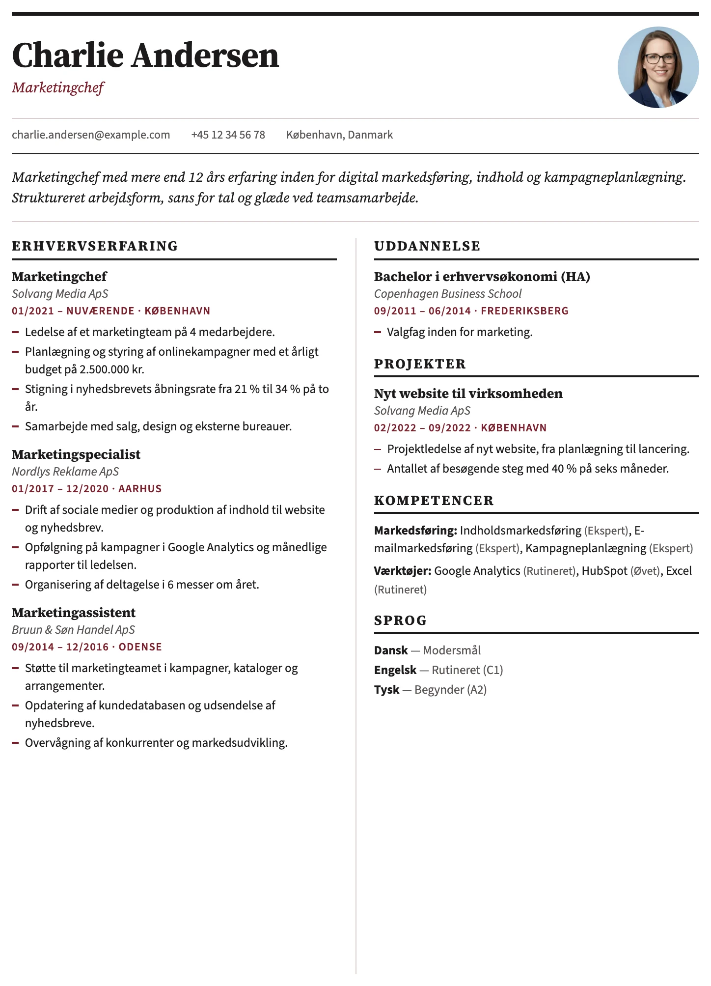 Amsterdam CV template