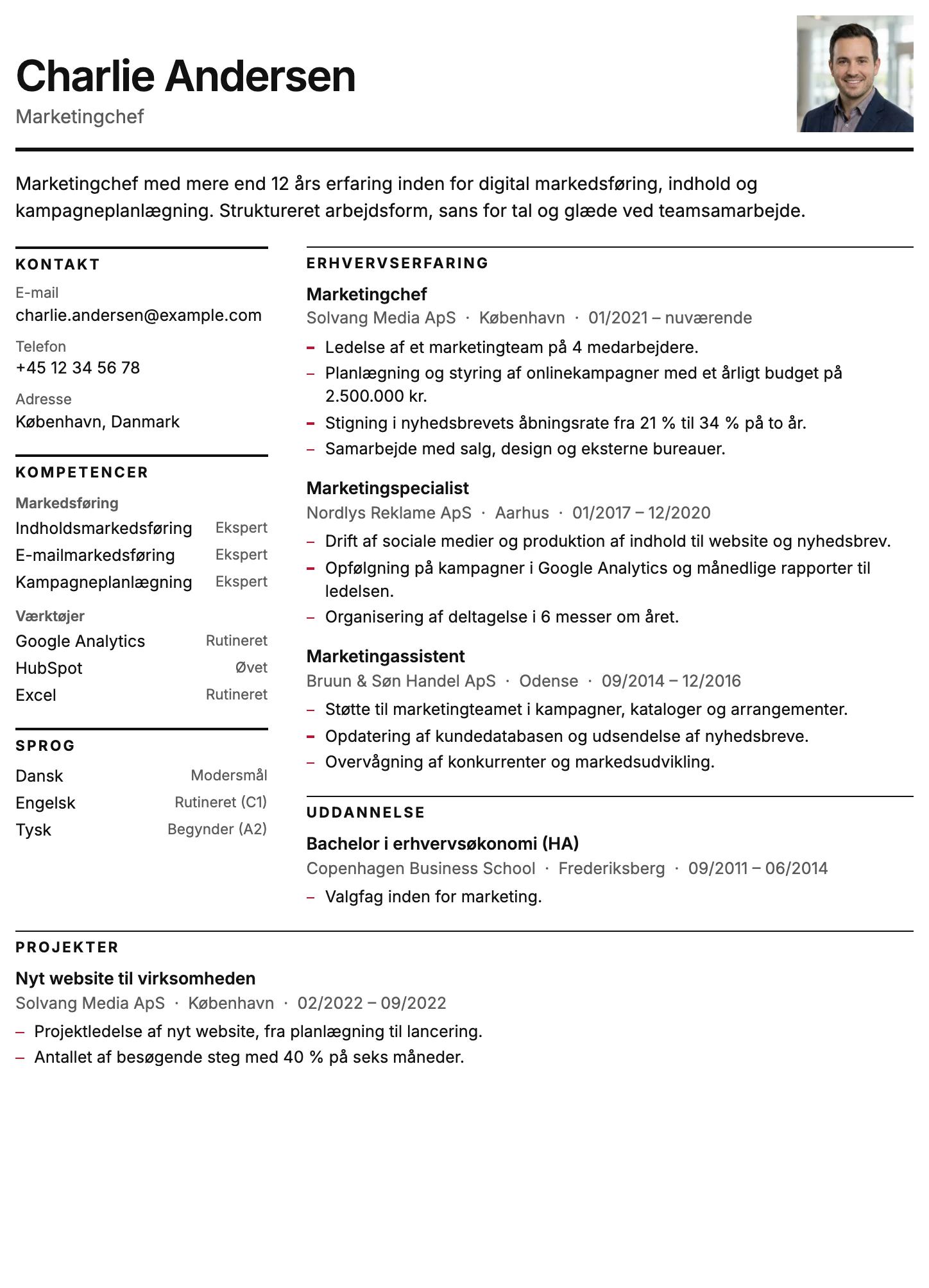 Stockholm CV template