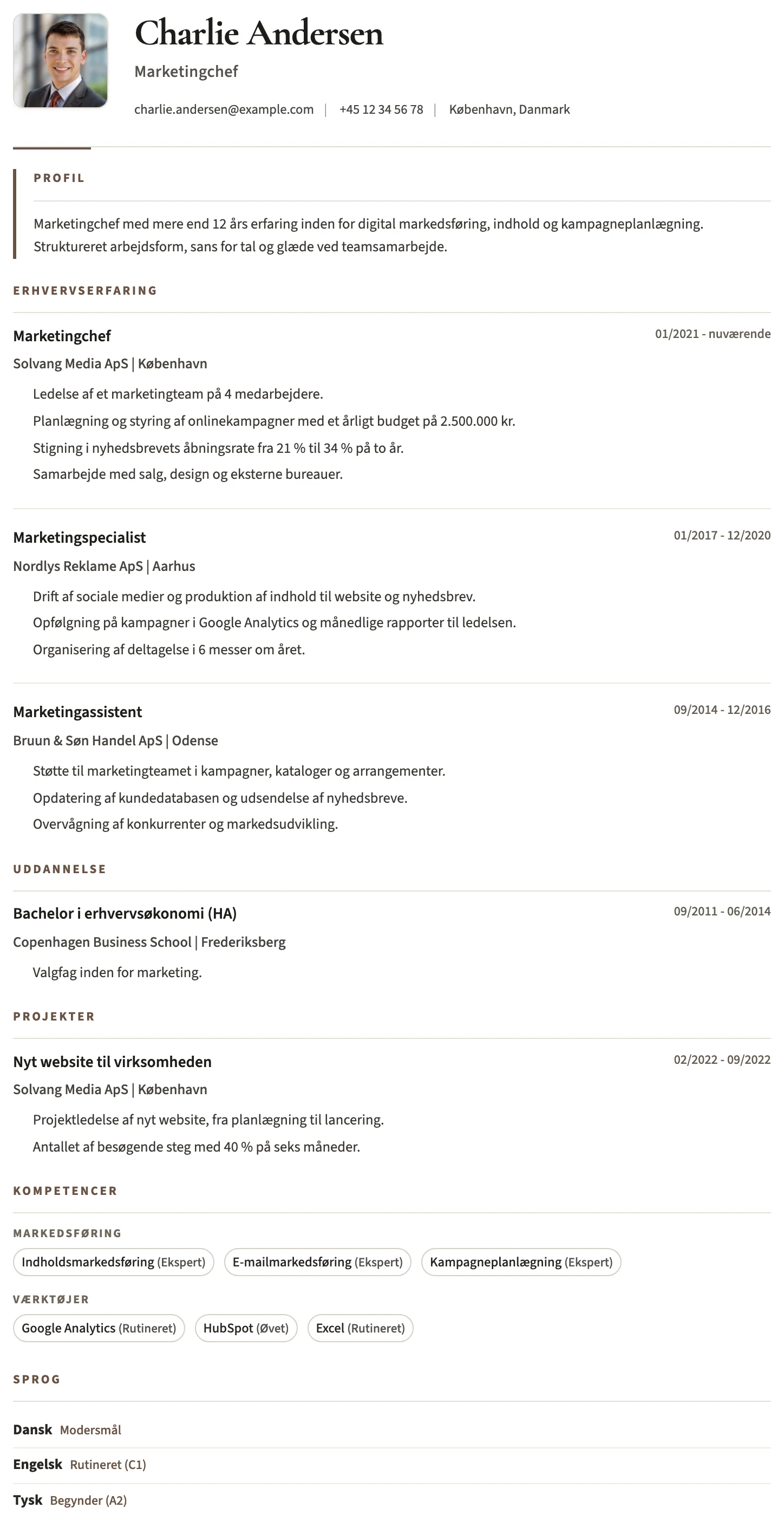 Bristol CV template
