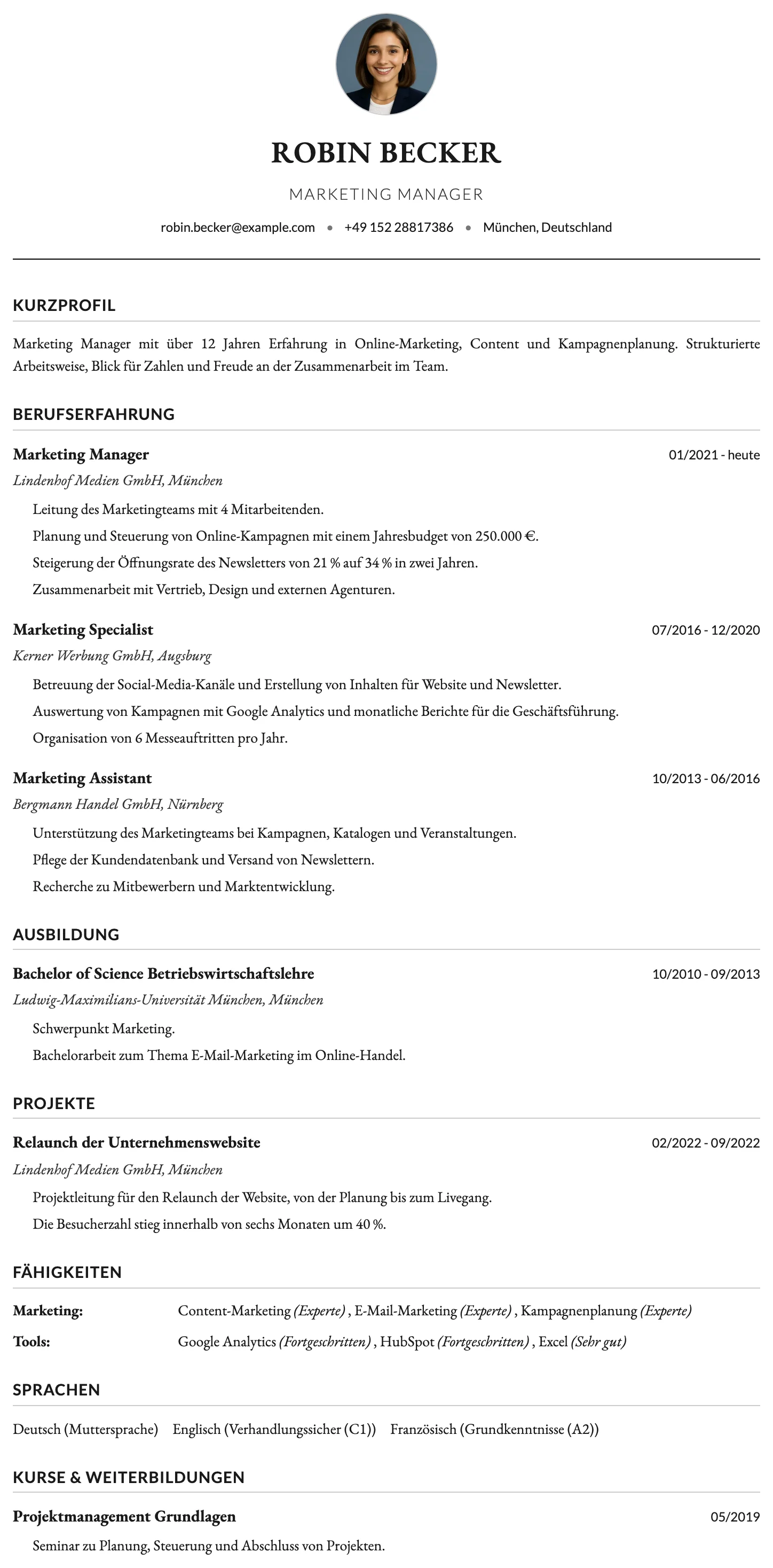 Oxford CV template