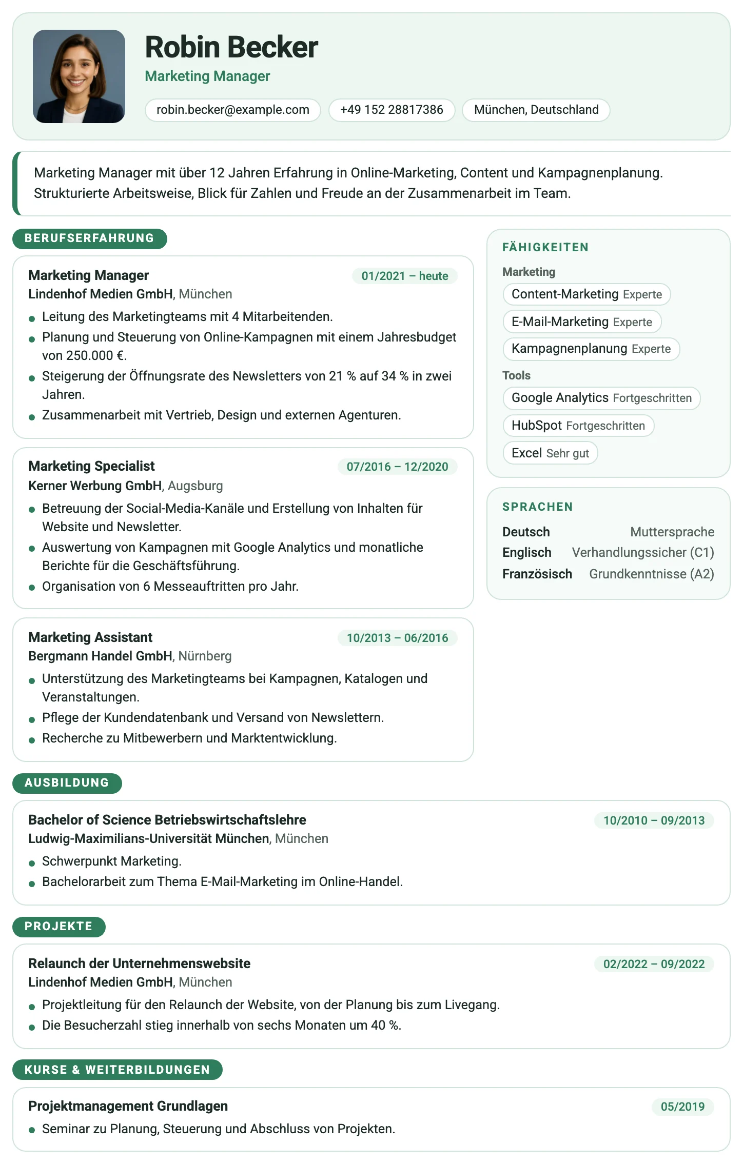 Kopenhagen CV template