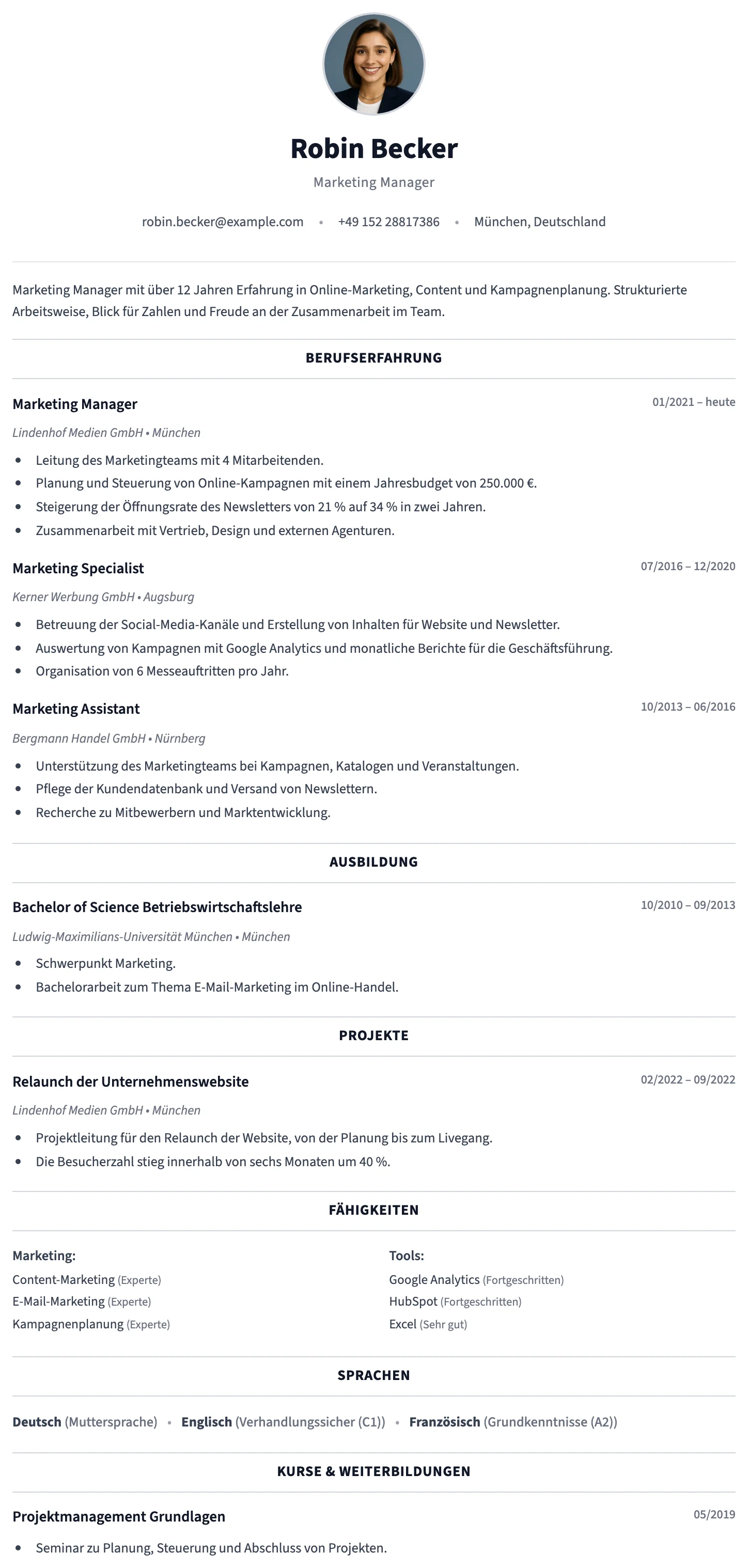 Verona CV template