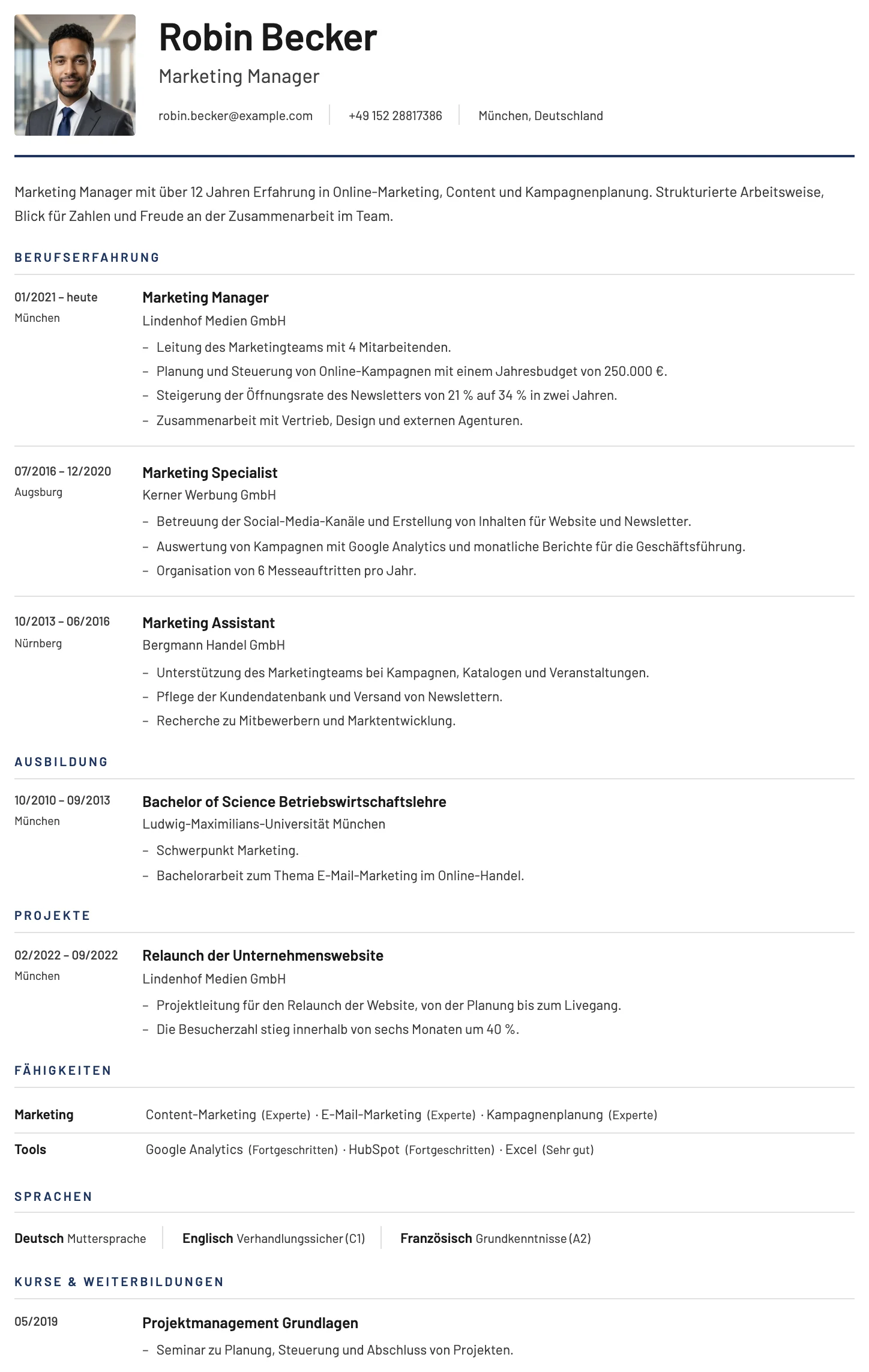 York CV template