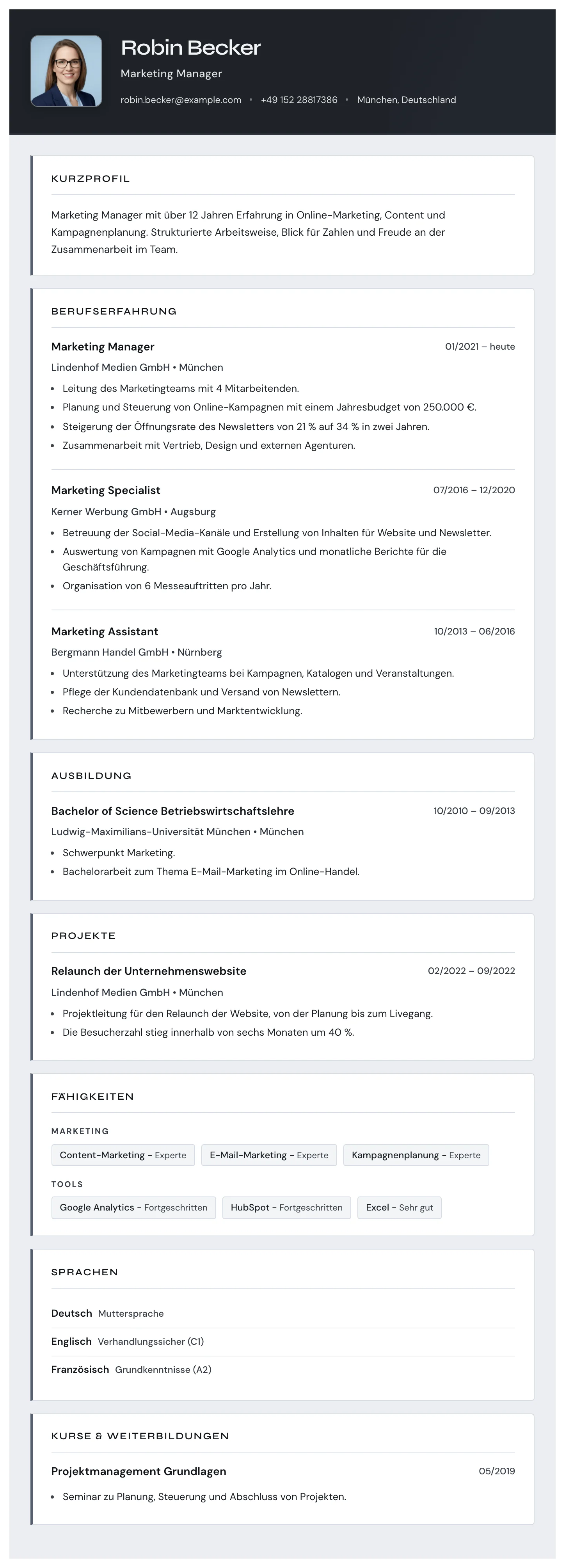 Turin CV template