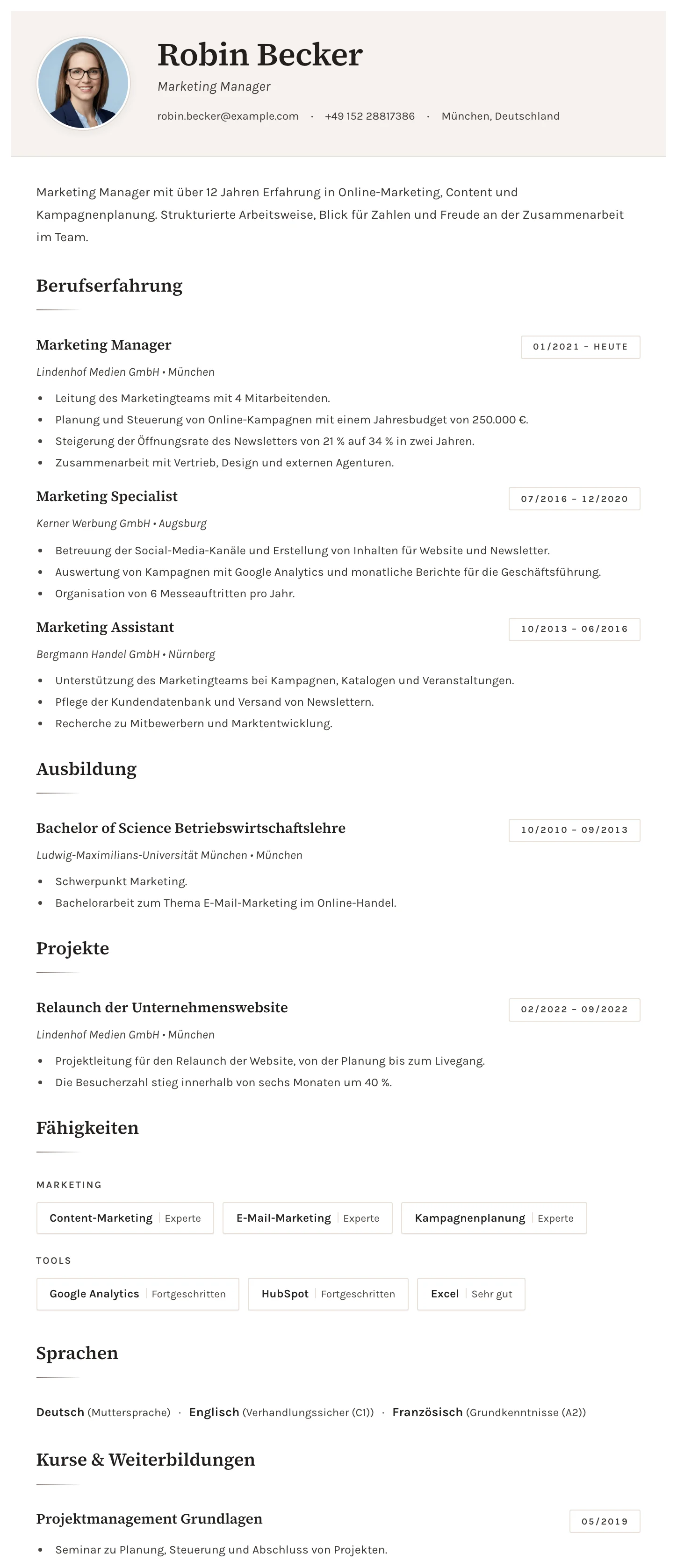 Sofia CV template