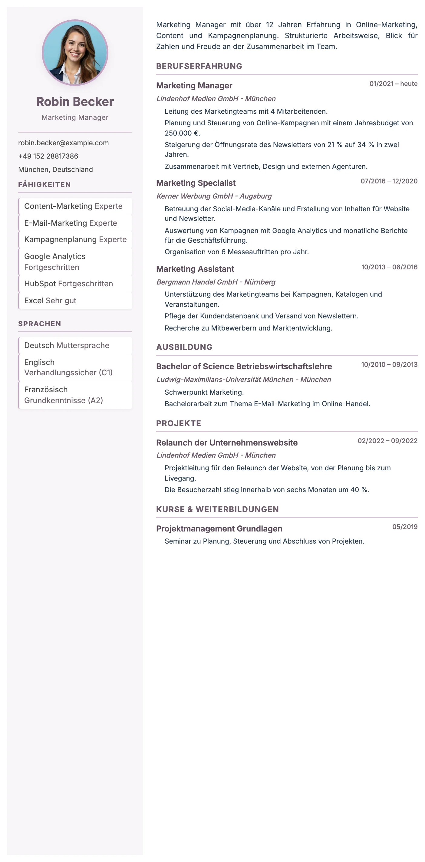 Parma CV template