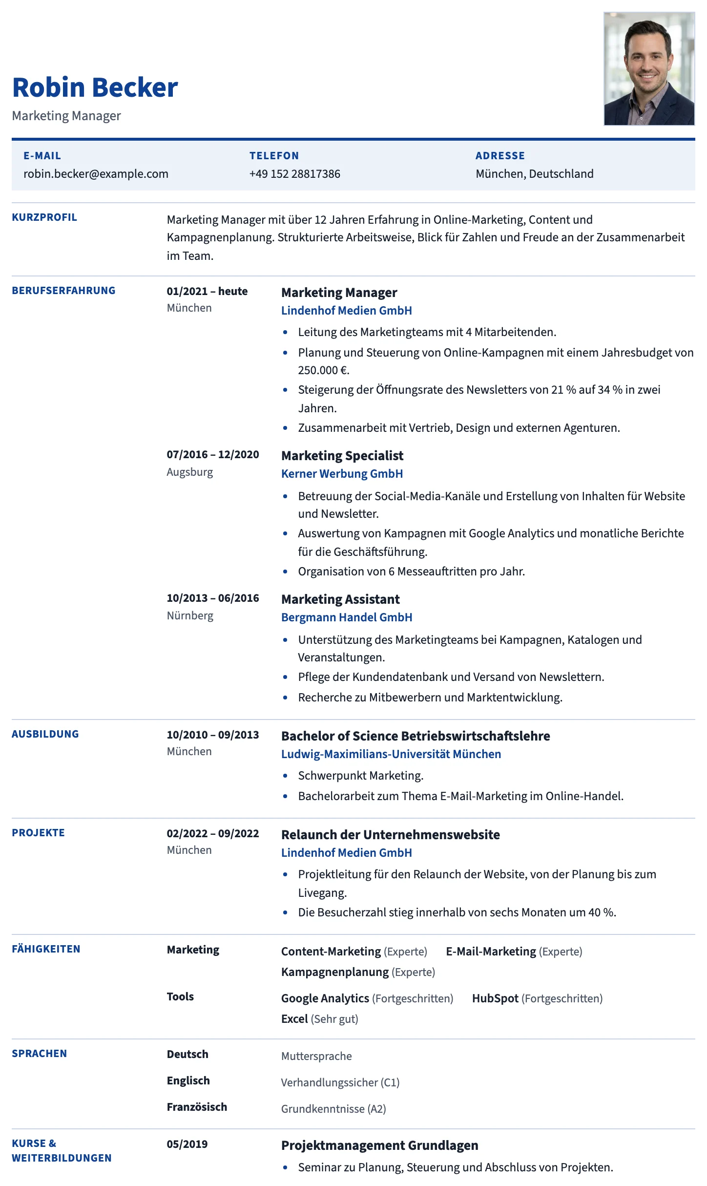 Brüssel CV template