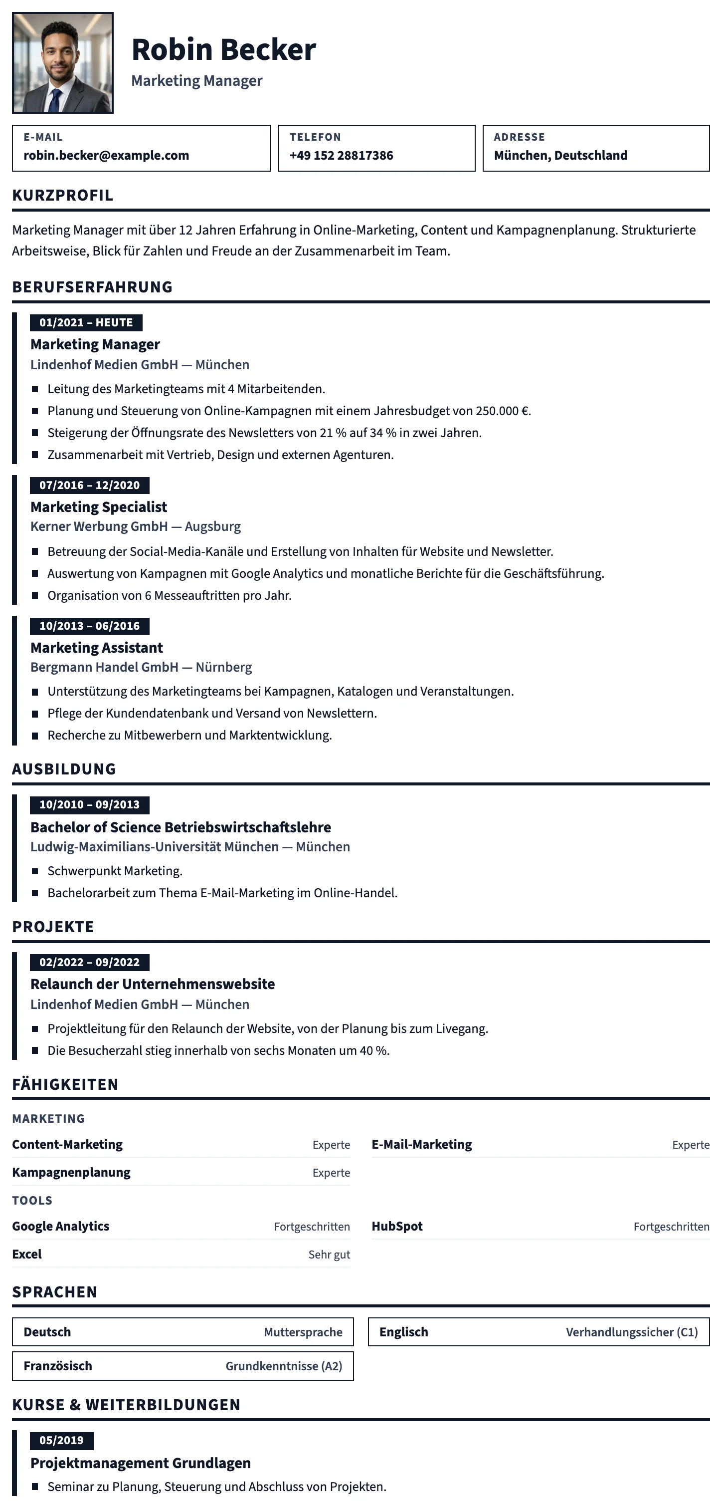 Prag CV template