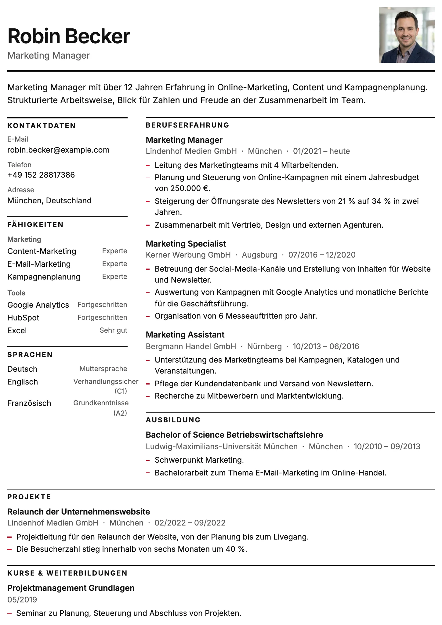 Stockholm CV template