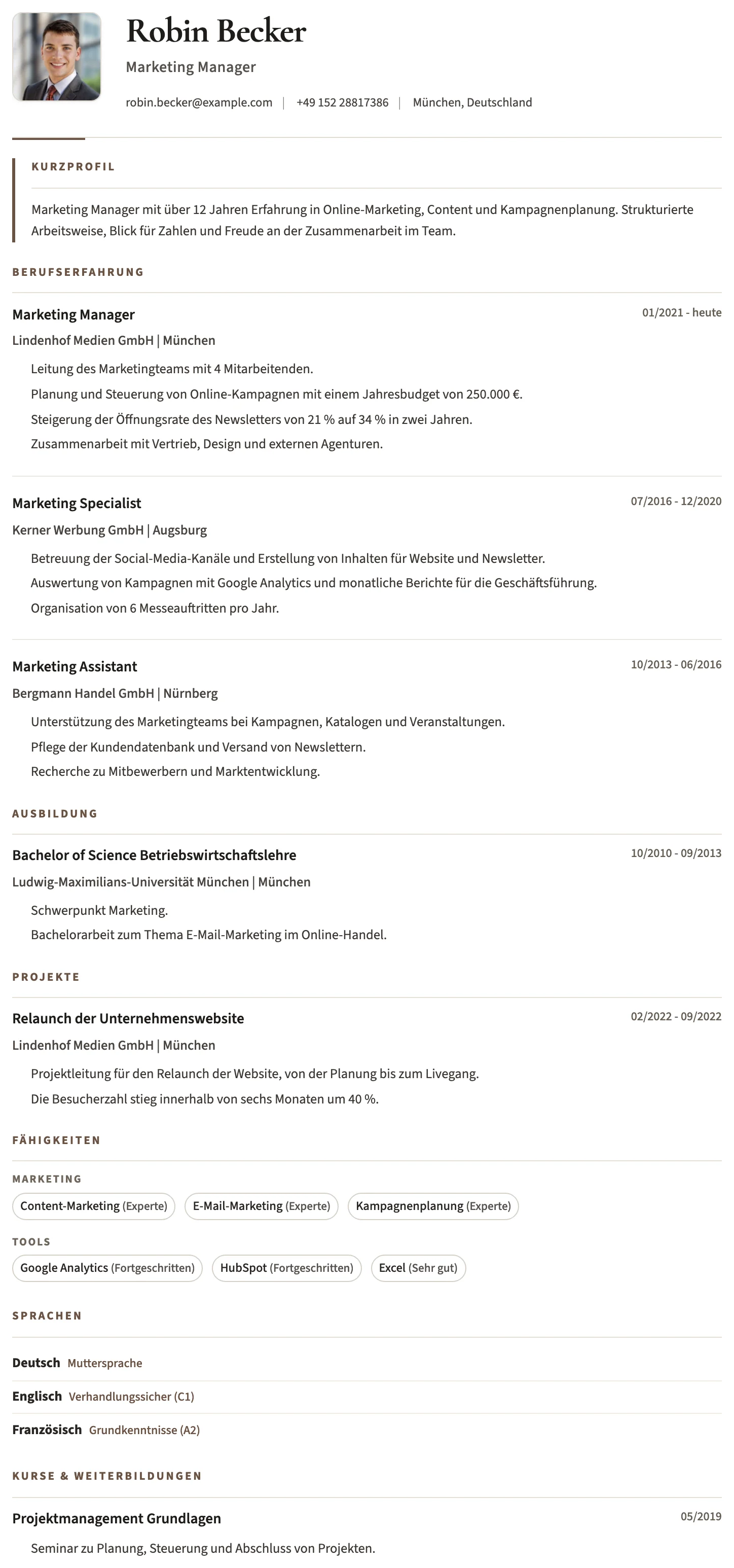Bristol CV template