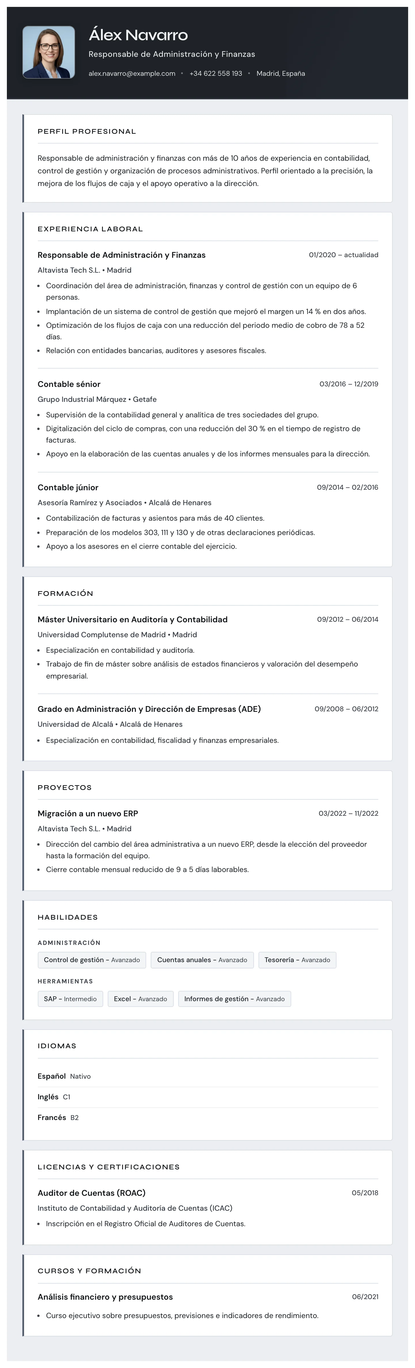 Plantilla de CV Turín