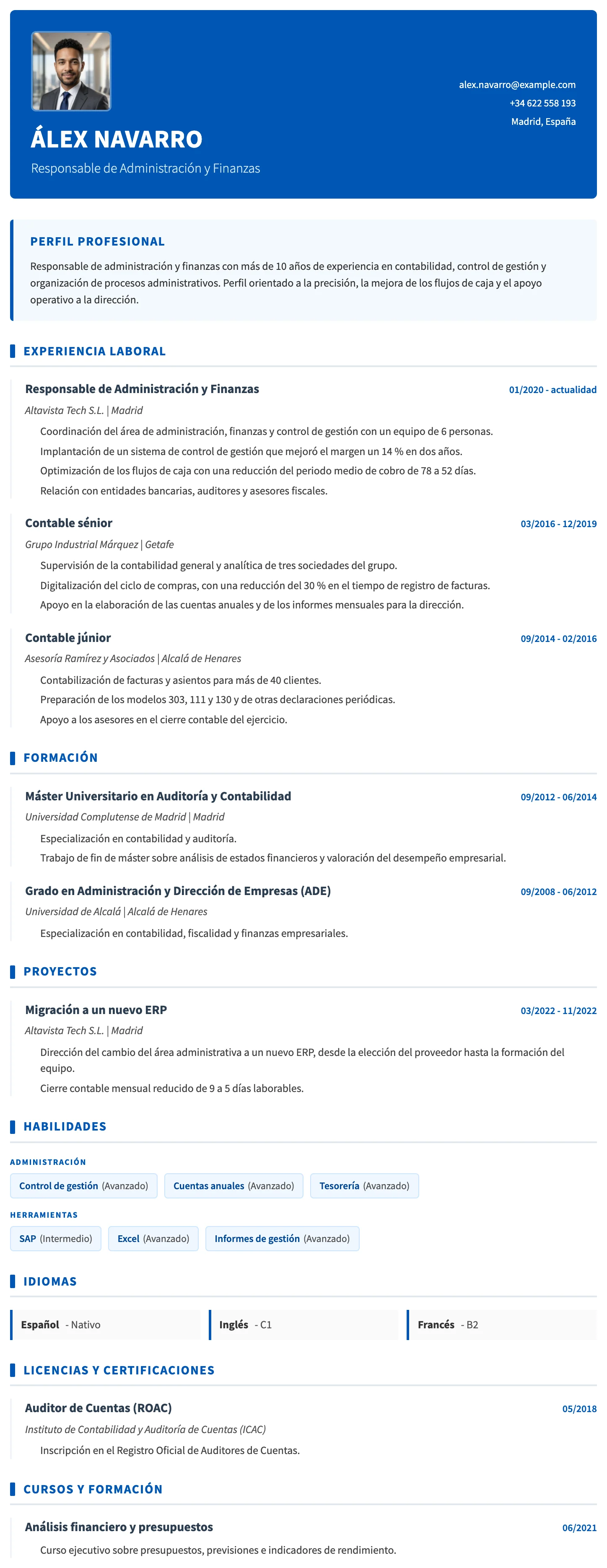 Plantilla de CV Basilea